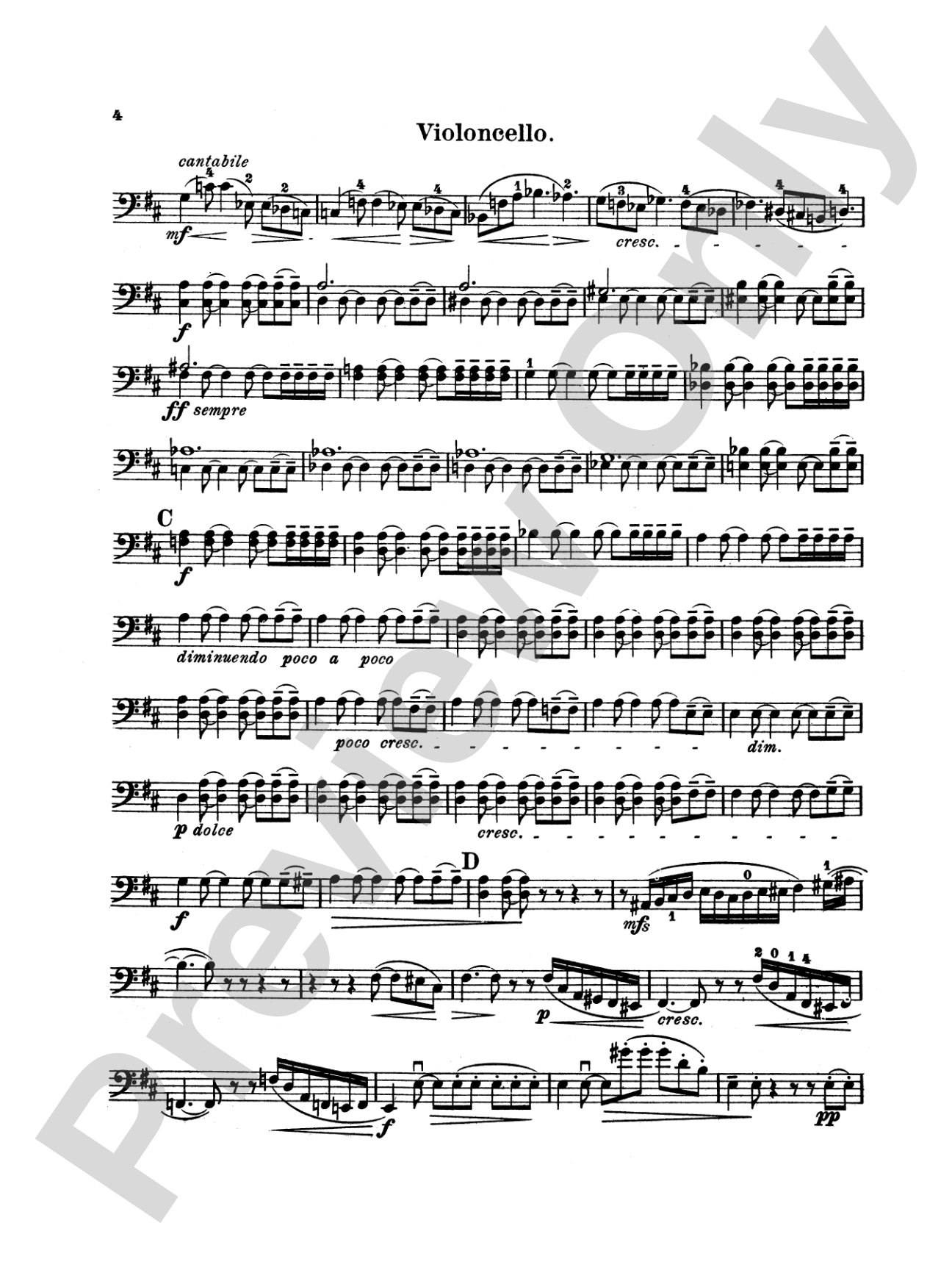 String Quartet in D Major, Op. 11: Cello