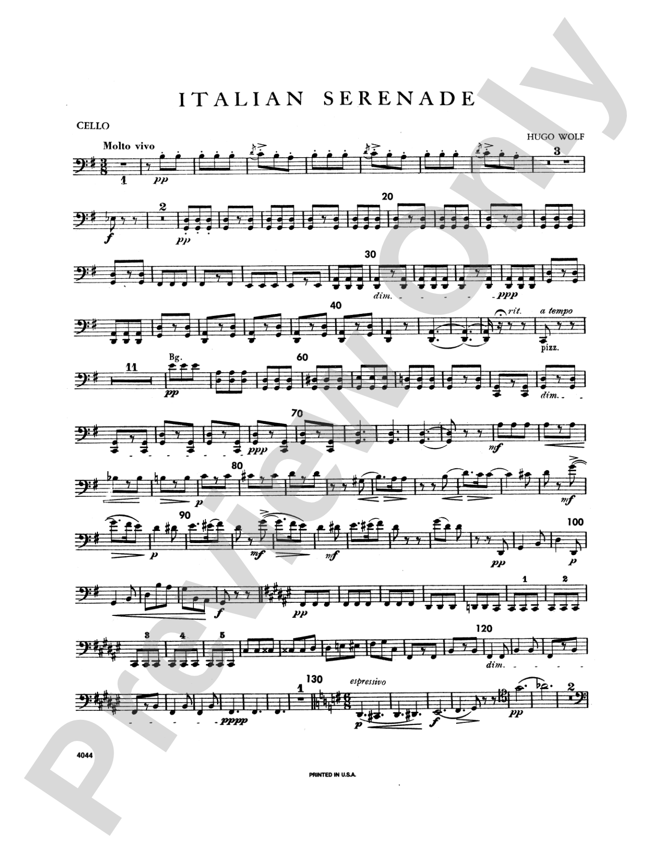 Italian Serenade: Cello