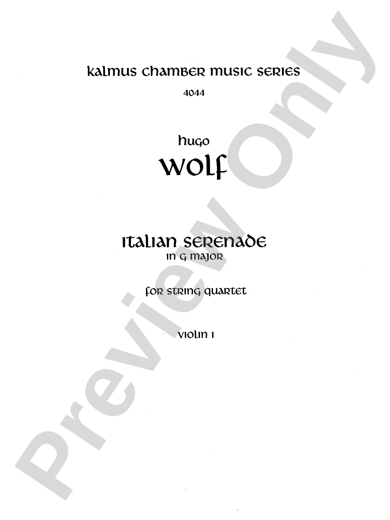 Italian Serenade: String Quartet Book