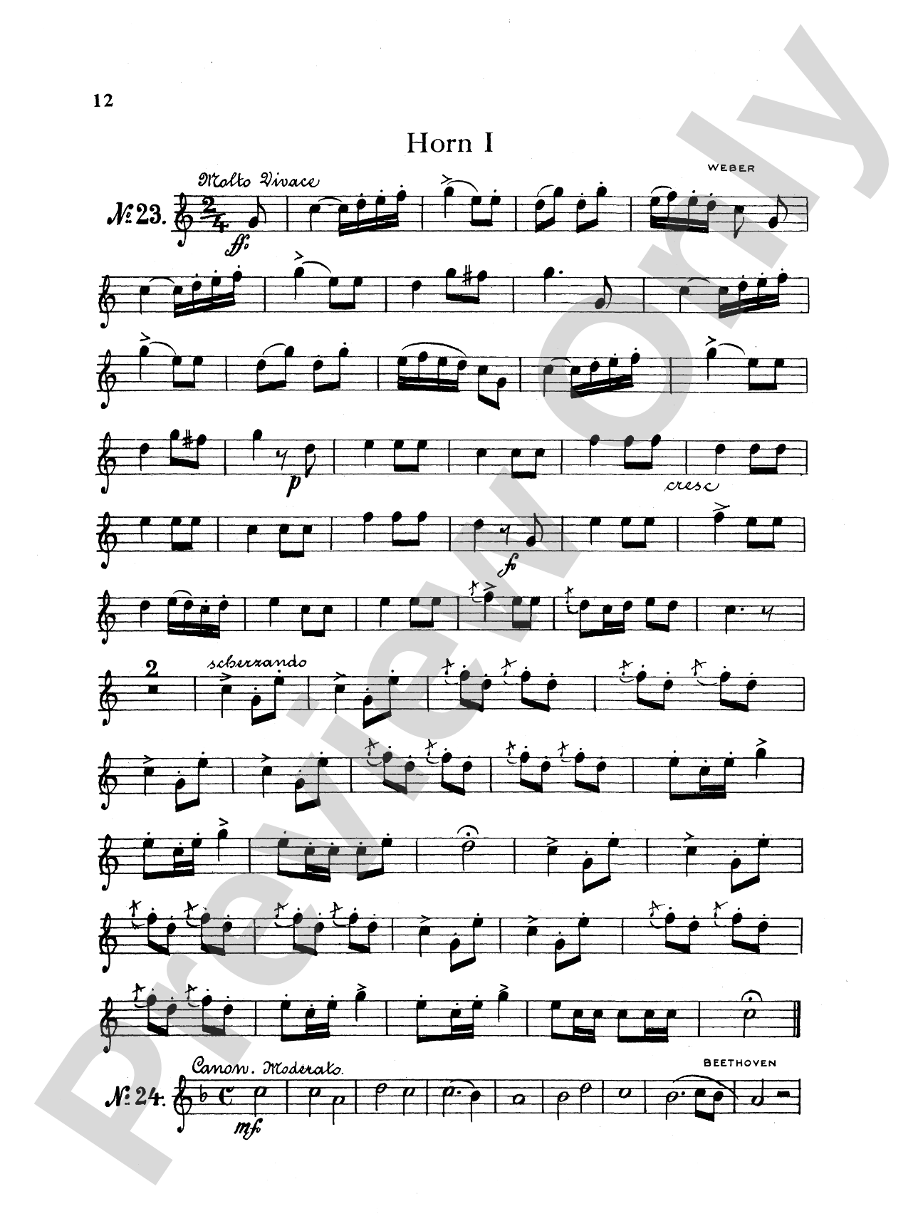 Thirty Selected Works for Three Horns (Mozart, Mendelssohn, Kling, etc.): French Horn Parts Only