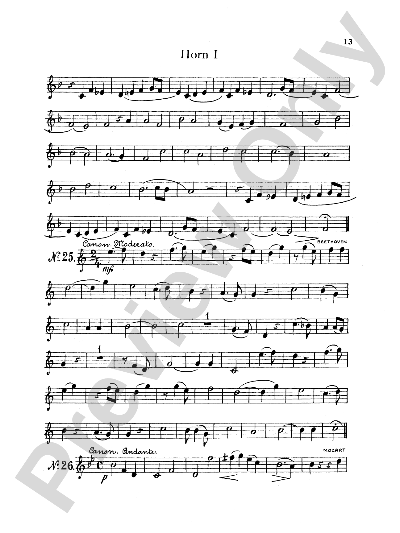 Thirty Selected Works for Three Horns (Mozart, Mendelssohn, Kling, etc.): French Horn Parts Only