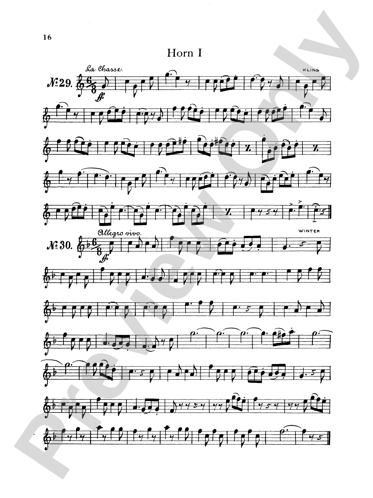 Thirty Selected Works for Three Horns (Mozart, Mendelssohn, Kling, etc.): French Horn Parts Only