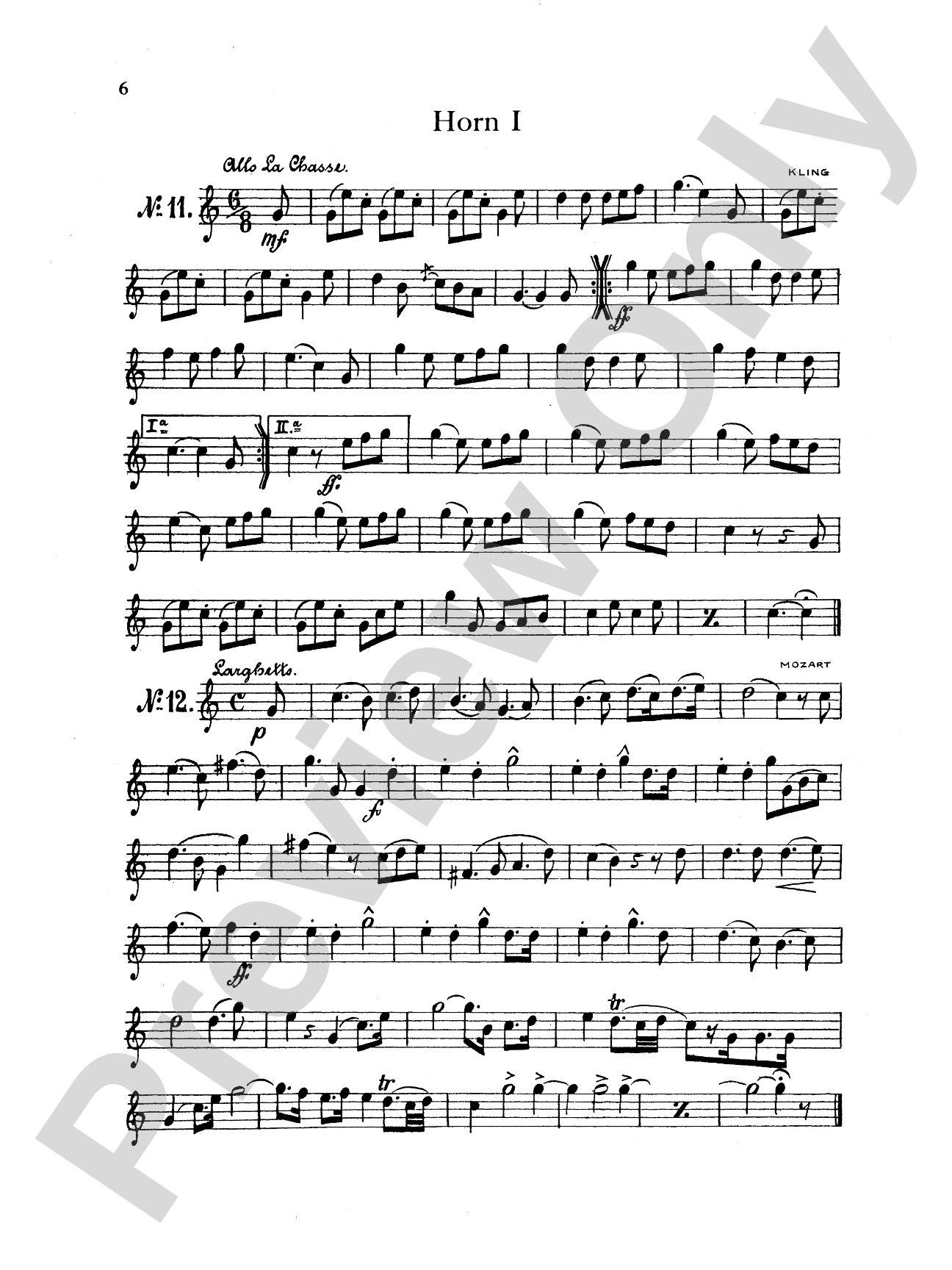 Thirty Selected Works for Three Horns (Mozart, Mendelssohn, Kling, etc.): French Horn Parts Only