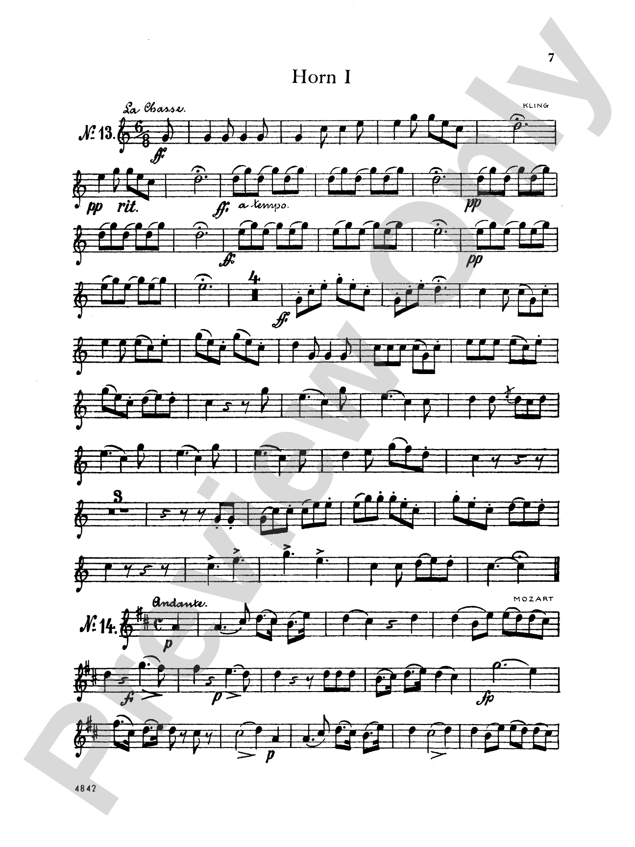 Thirty Selected Works for Three Horns (Mozart, Mendelssohn, Kling, etc.): French Horn Parts Only