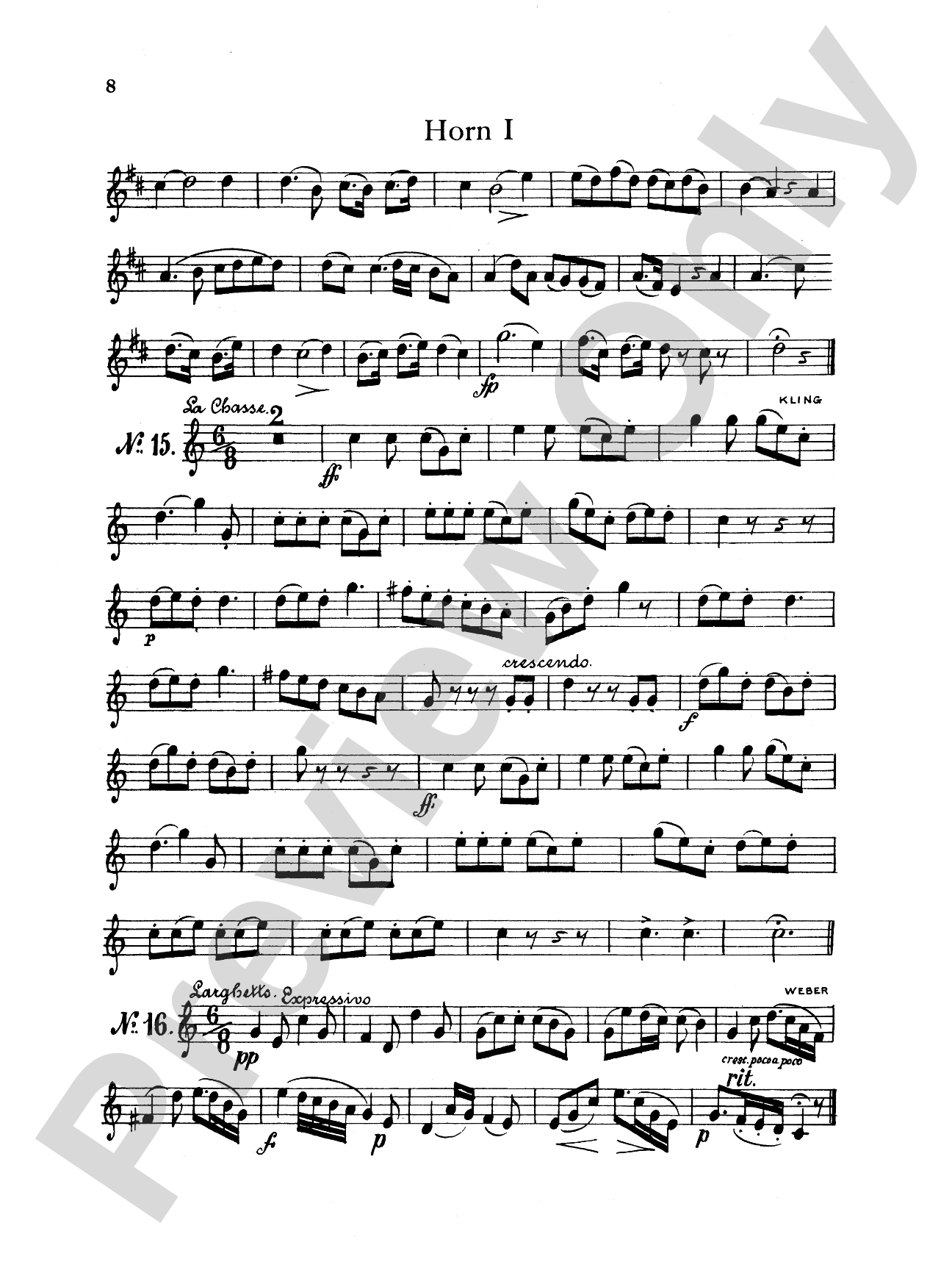 Thirty Selected Works for Three Horns (Mozart, Mendelssohn, Kling, etc.): French Horn Parts Only