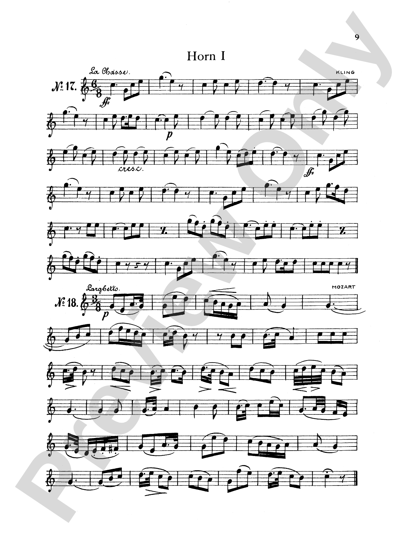 Thirty Selected Works for Three Horns (Mozart, Mendelssohn, Kling, etc.): French Horn Parts Only