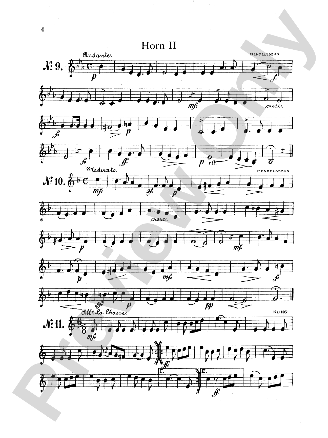 Thirty Selected Works for Three Horns (Mozart, Mendelssohn, Kling, etc.): 2nd F Horn