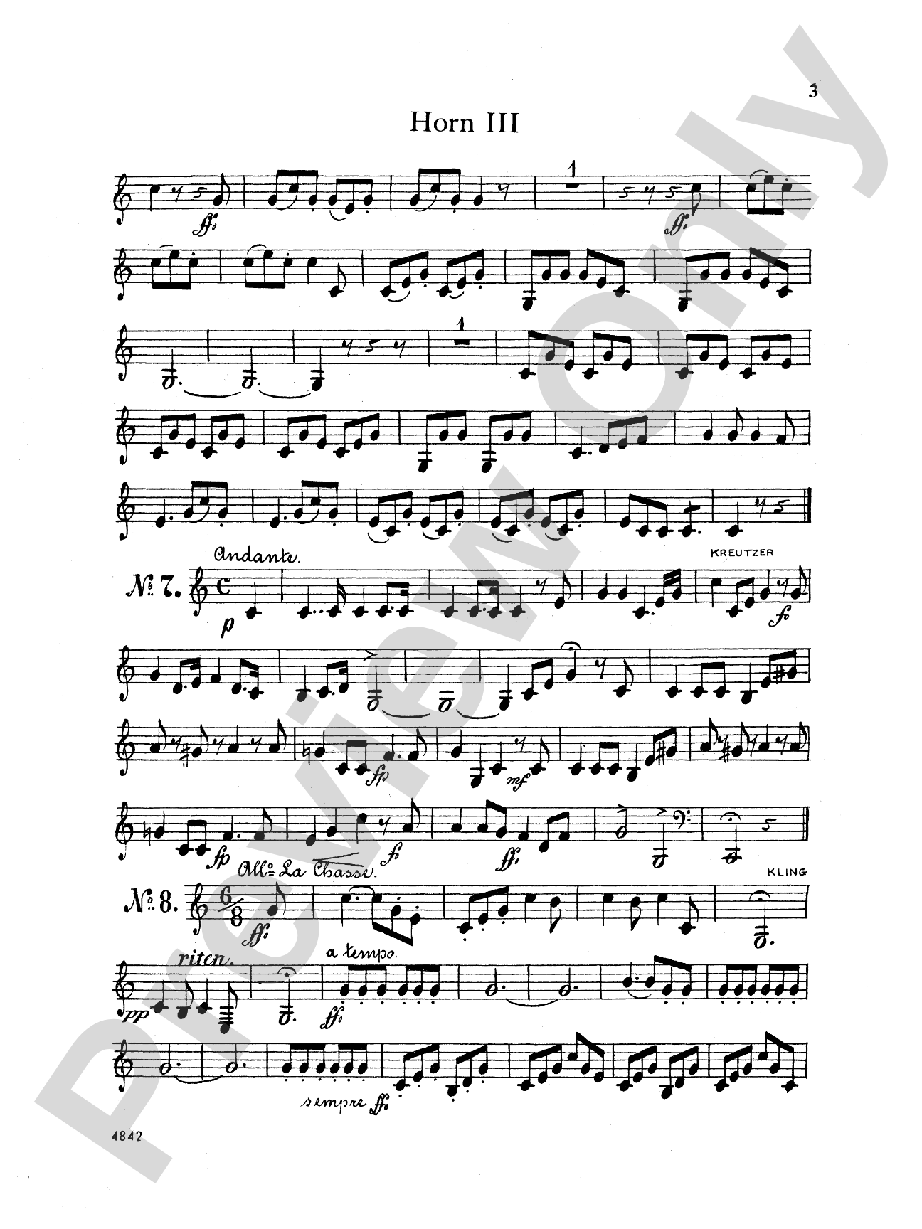 Thirty Selected Works for Three Horns (Mozart, Mendelssohn, Kling, etc.): 3rd F Horn