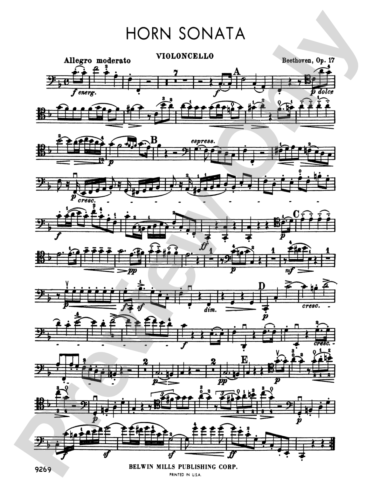 Horn Sonata, Op. 17: Cello