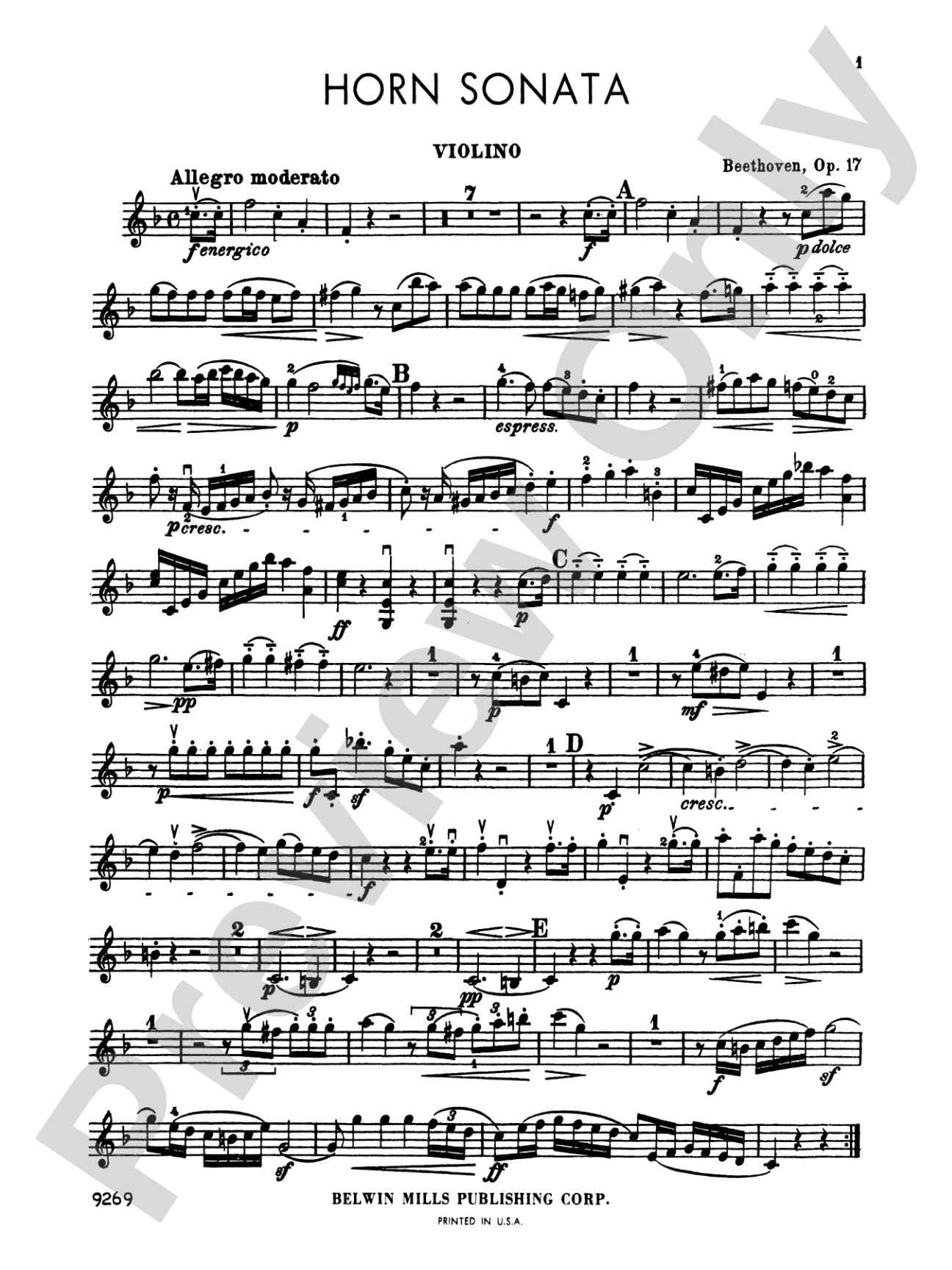 Horn Sonata, Op. 17: Violin