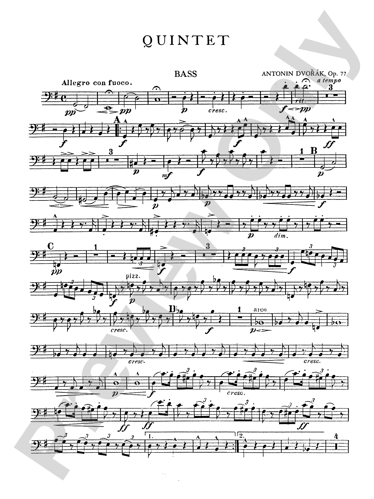 Quintet in G Major, Op. 77: String Bass