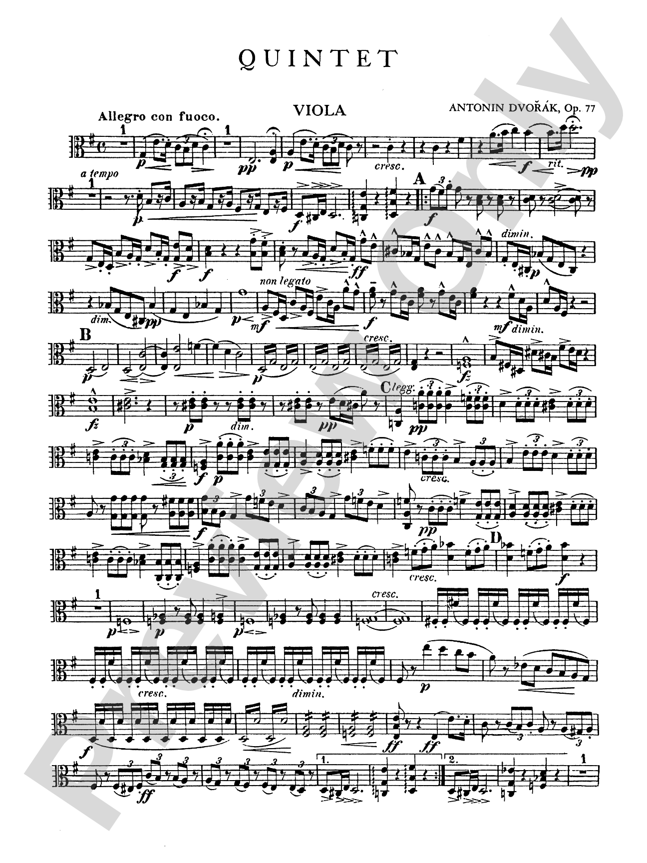 Quintet in G Major, Op. 77: Viola