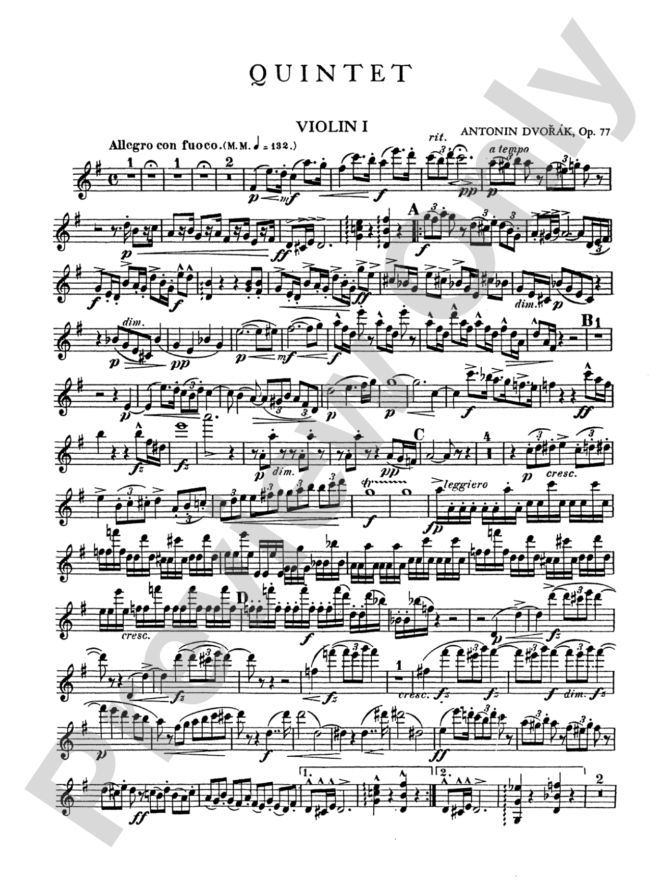 Quintet in G Major, Op. 77: String Quintet Book