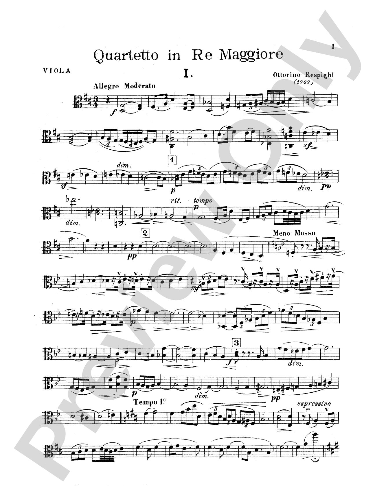 String Quartet in D Major (1907): Viola