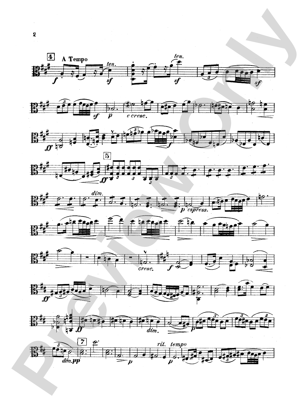 String Quartet in D Major (1907): Viola