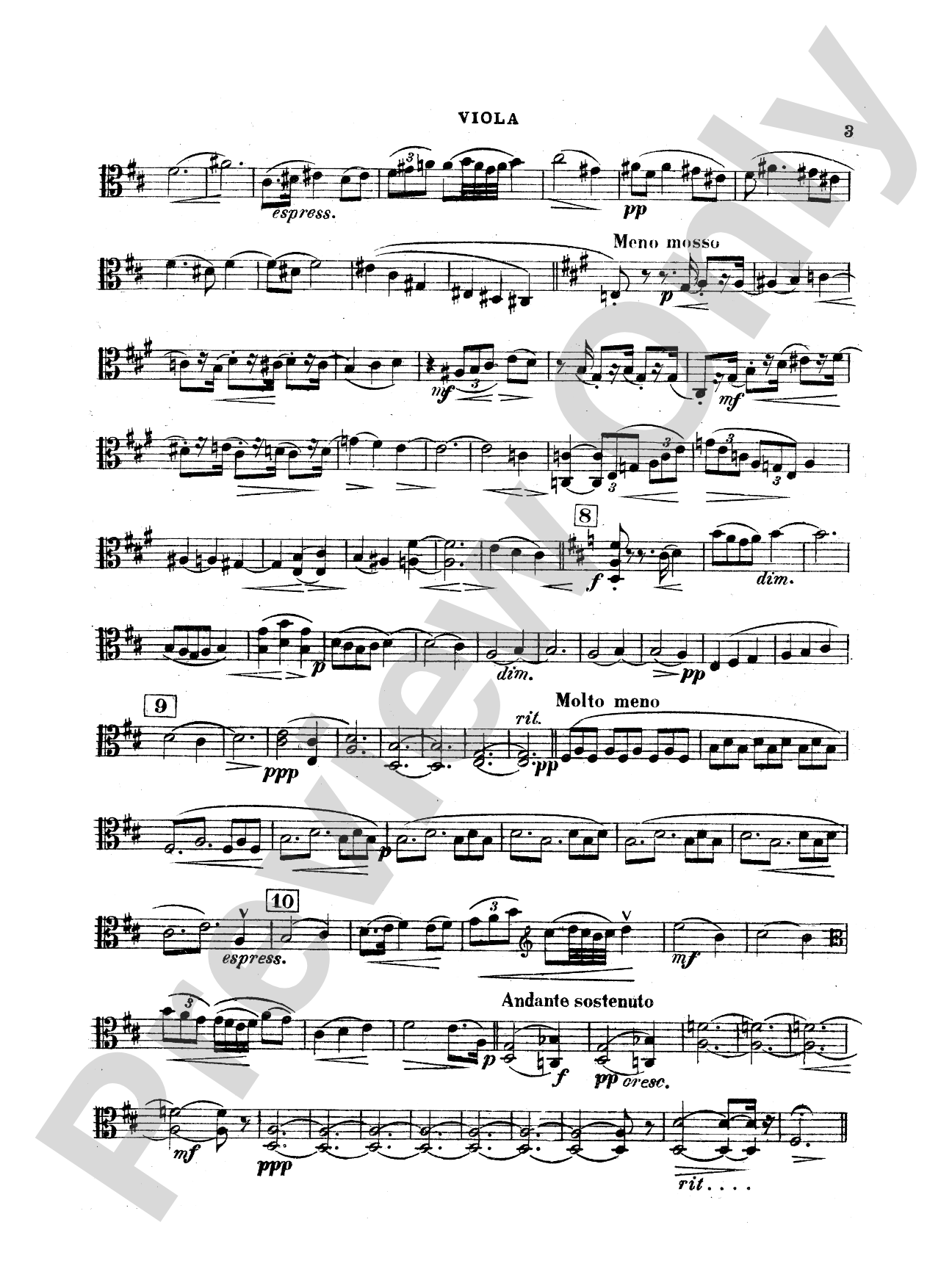 String Quartet in D Major (1907): Viola