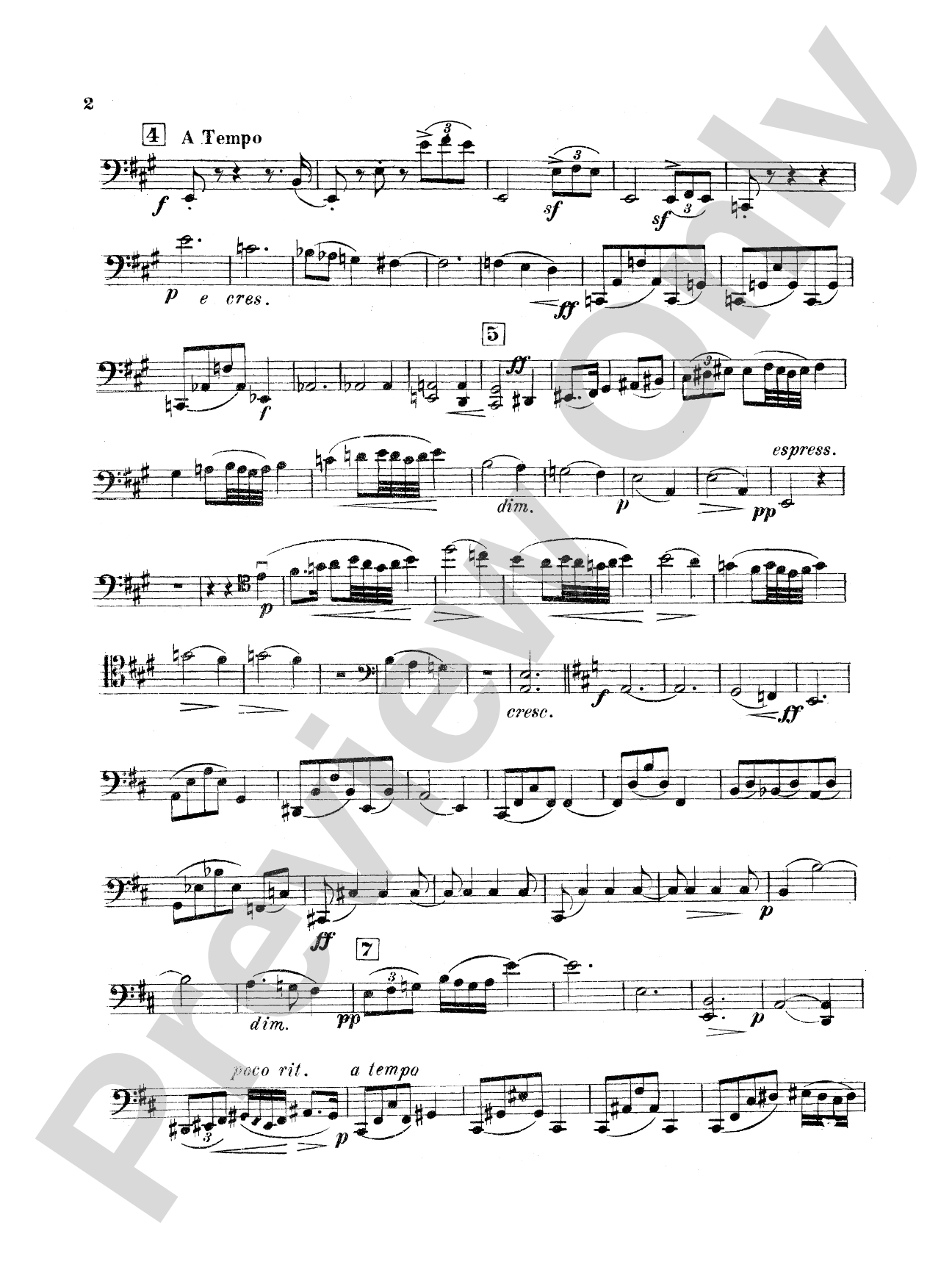String Quartet in D Major (1907): Cello