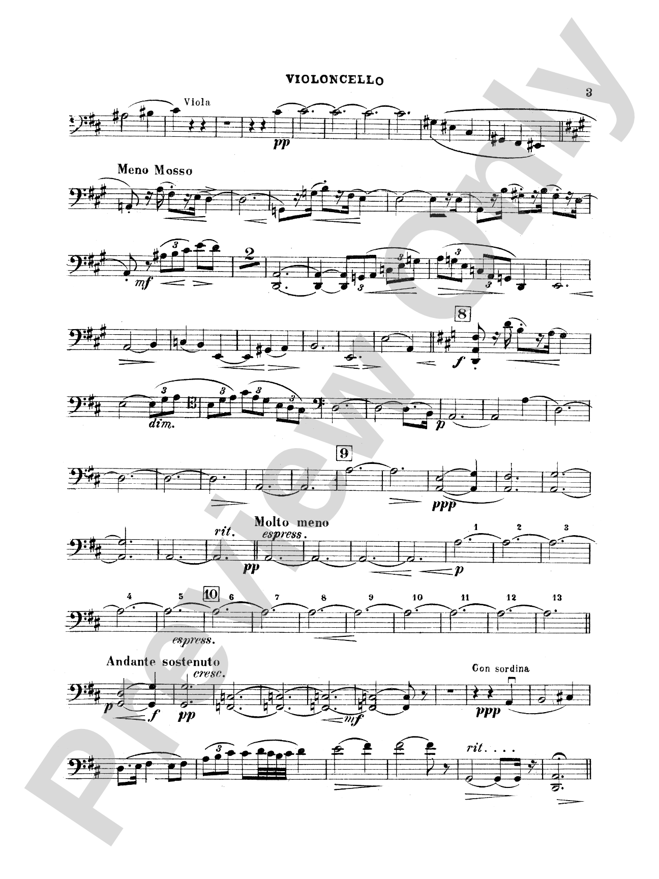 String Quartet in D Major (1907): Cello