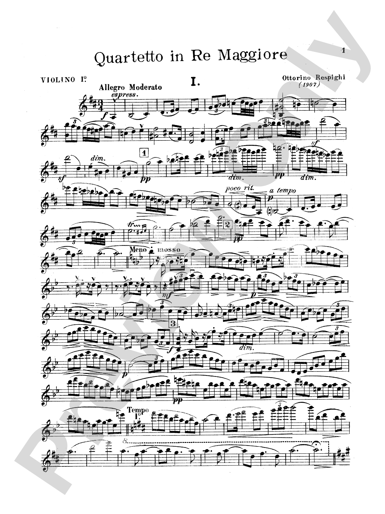 String Quartet in D Major (1907): String Quartet Book