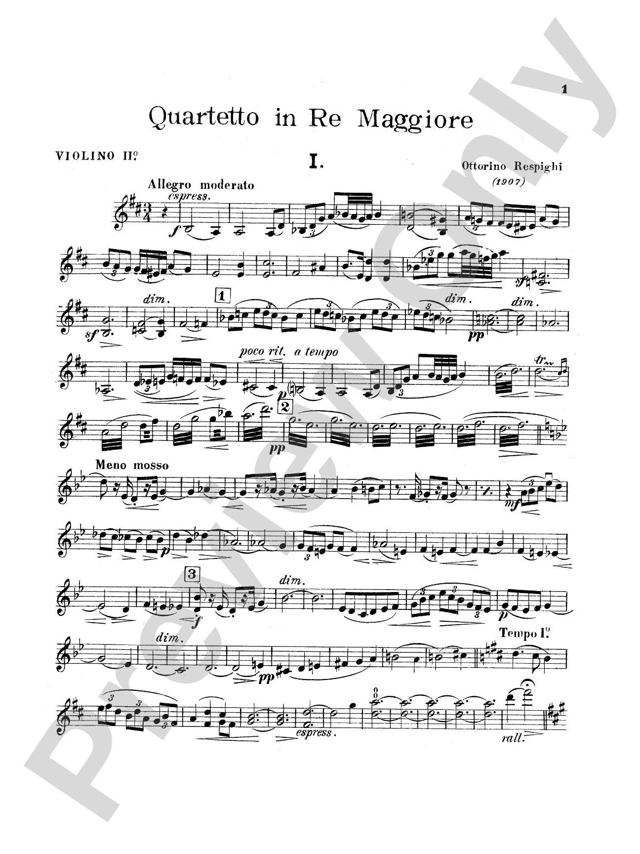 String Quartet in D Major (1907): 2nd Violin