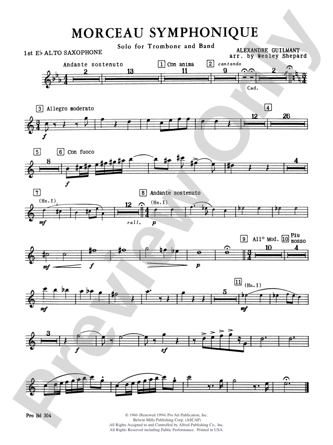 Morceau Symphonique (Trombone Solo and Band): E-flat Alto Saxophone