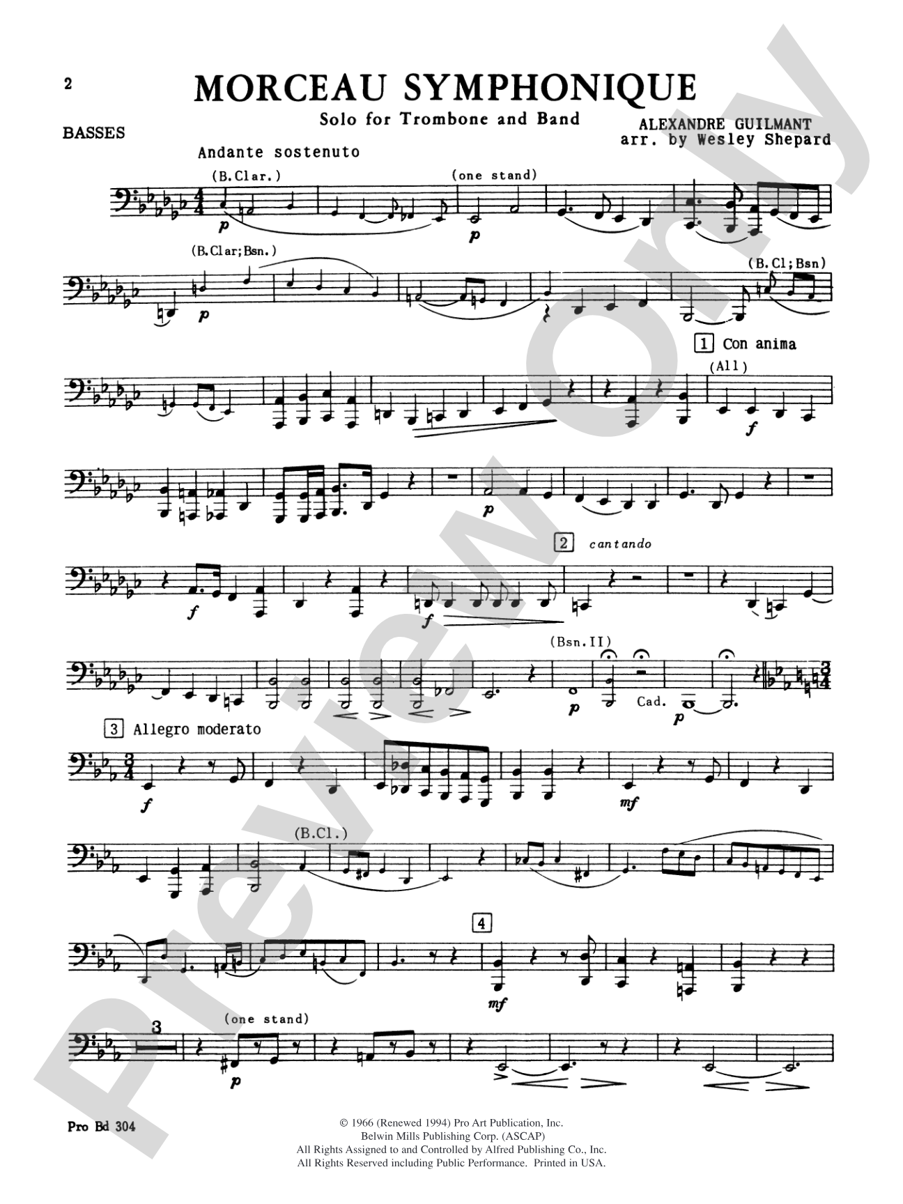 Morceau Symphonique (Trombone Solo and Band): Basses (Tuba)