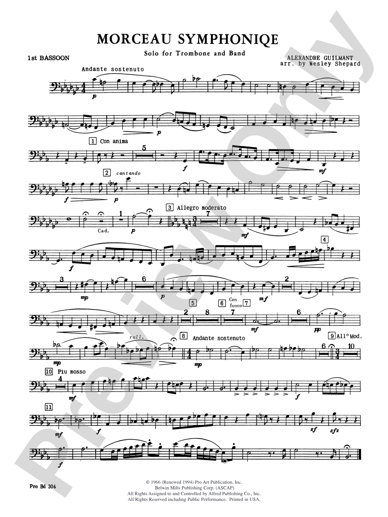 Morceau Symphonique (Trombone Solo and Band): Bassoon