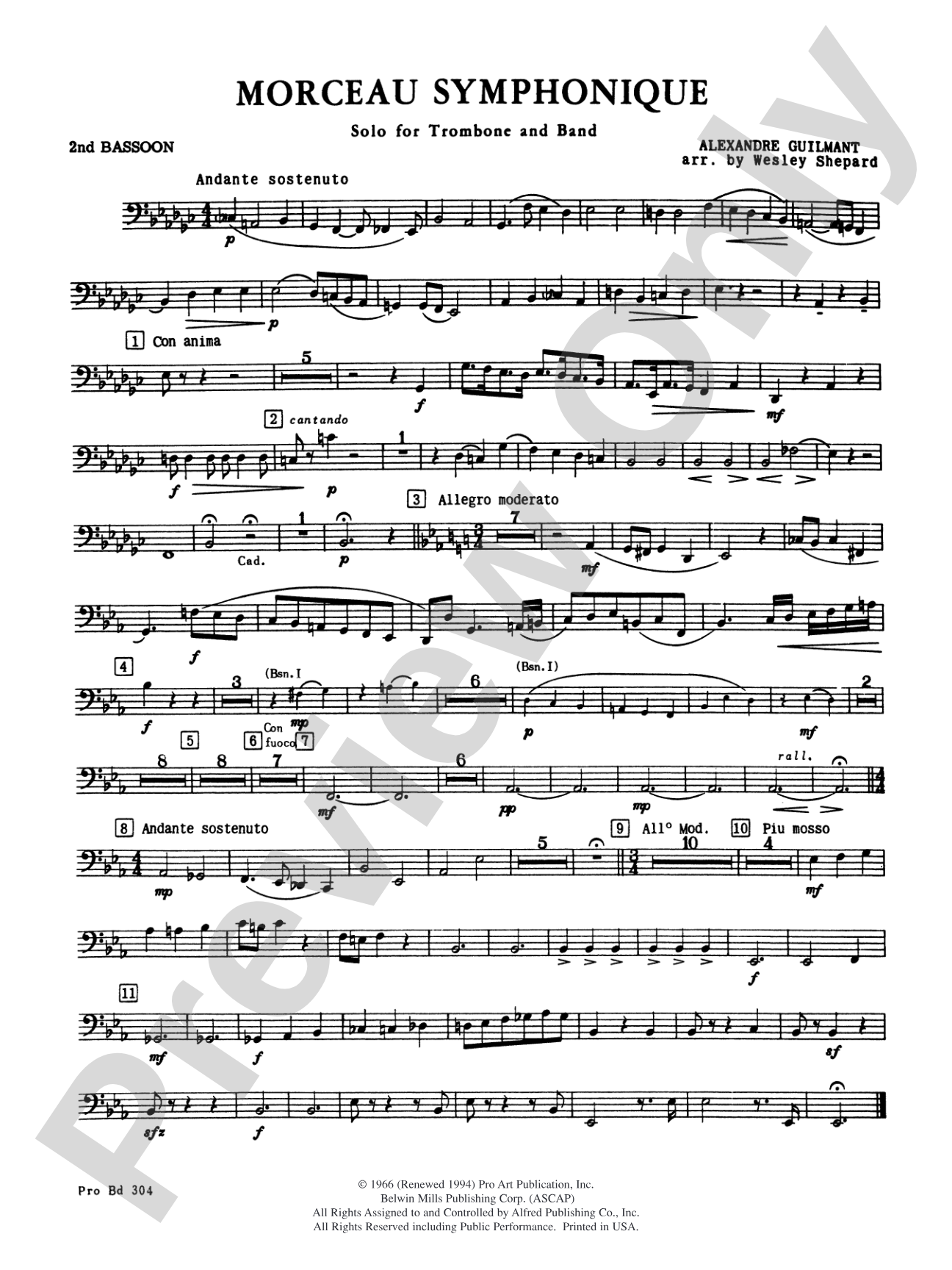 Morceau Symphonique (Trombone Solo and Band): 2nd Bassoon