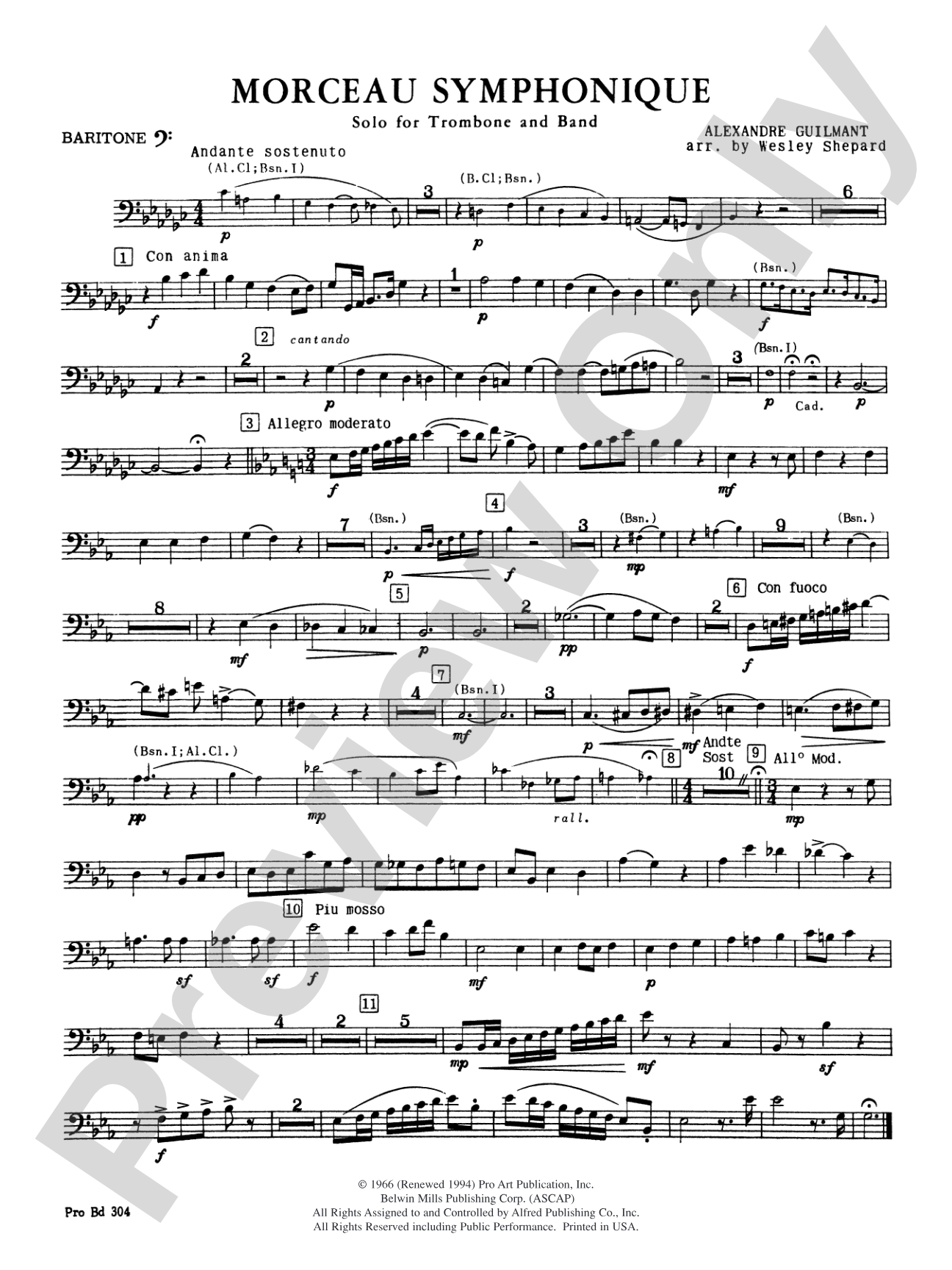 Morceau Symphonique (Trombone Solo and Band): Baritone B.C.