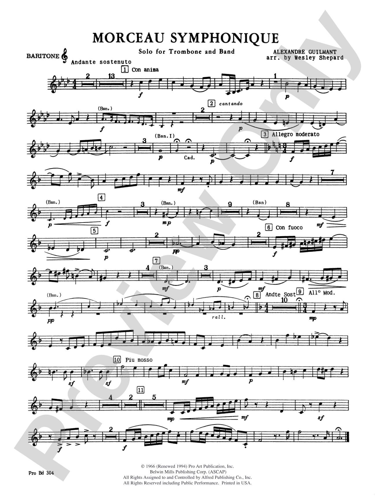 Morceau Symphonique (Trombone Solo and Band): Baritone T.C.