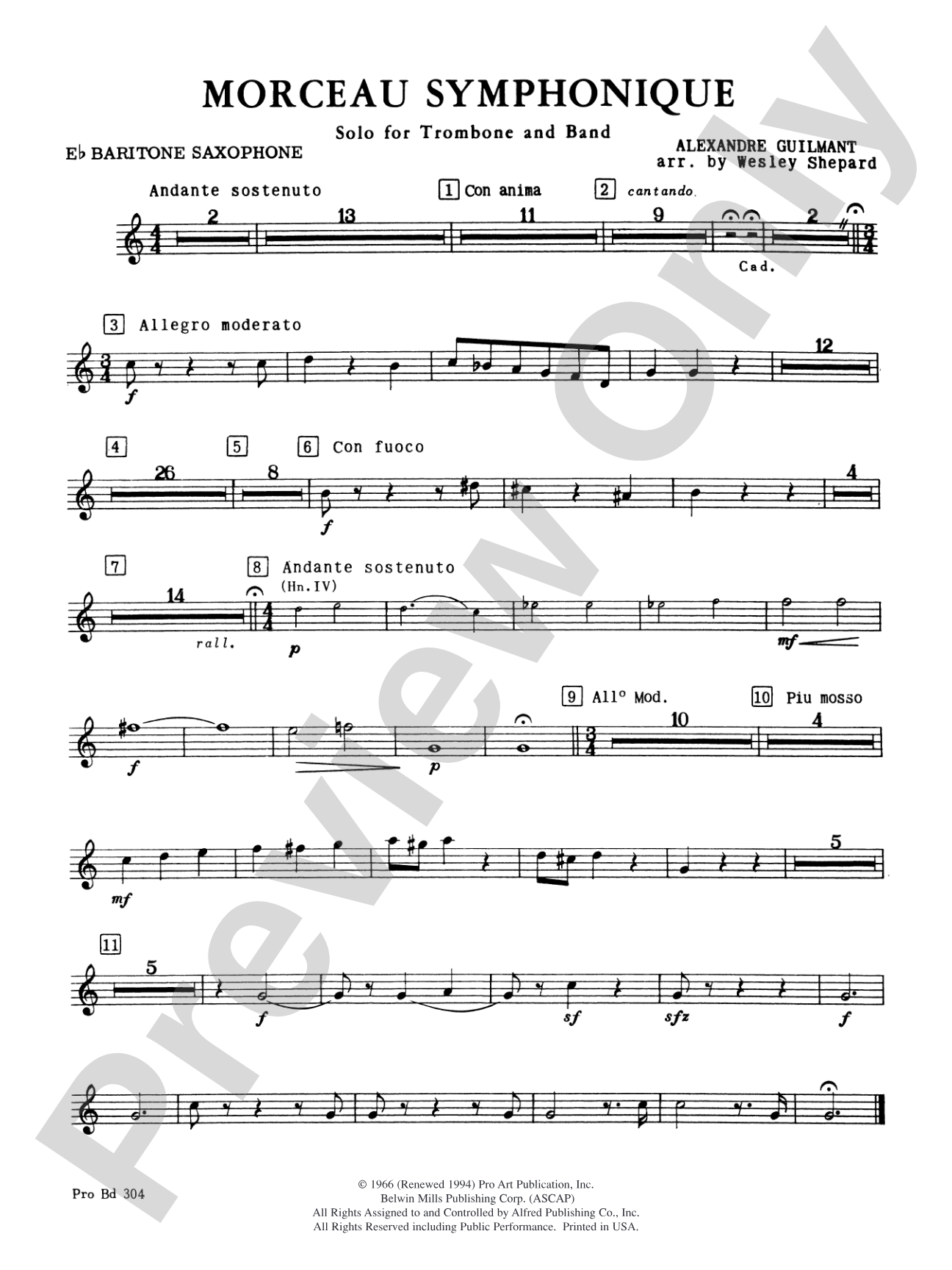 Morceau Symphonique (Trombone Solo and Band): E-flat Baritone Saxophone