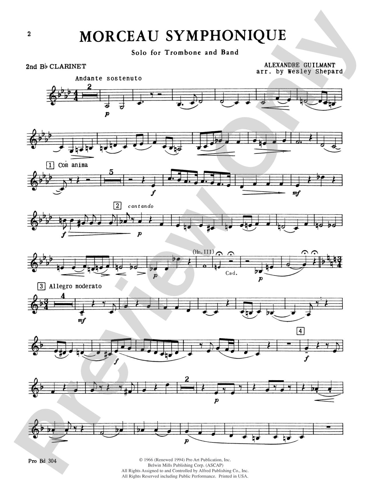 Morceau Symphonique (Trombone Solo and Band): 2nd B-flat Clarinet