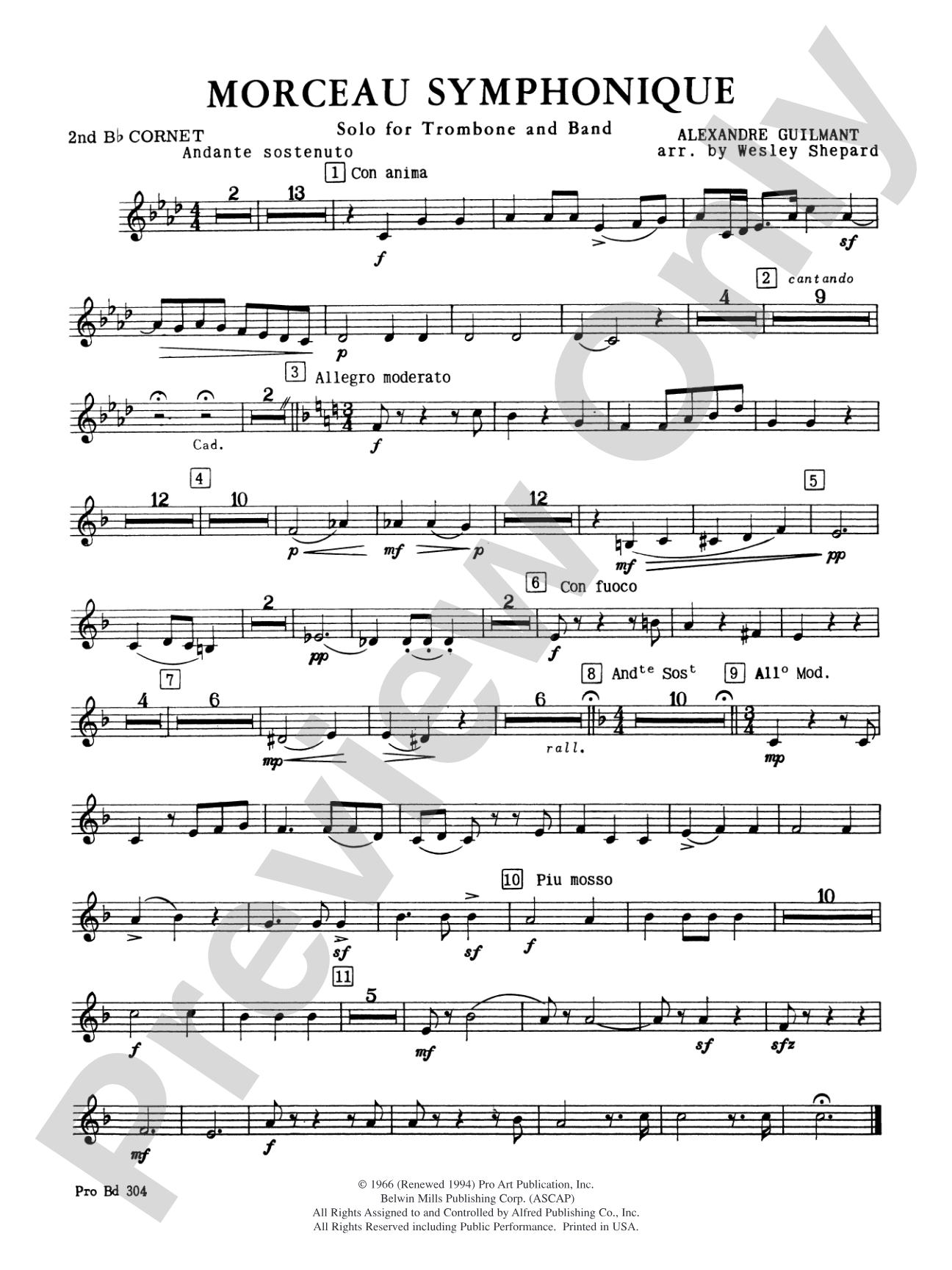 Morceau Symphonique (Trombone Solo and Band): 2nd B-flat Cornet