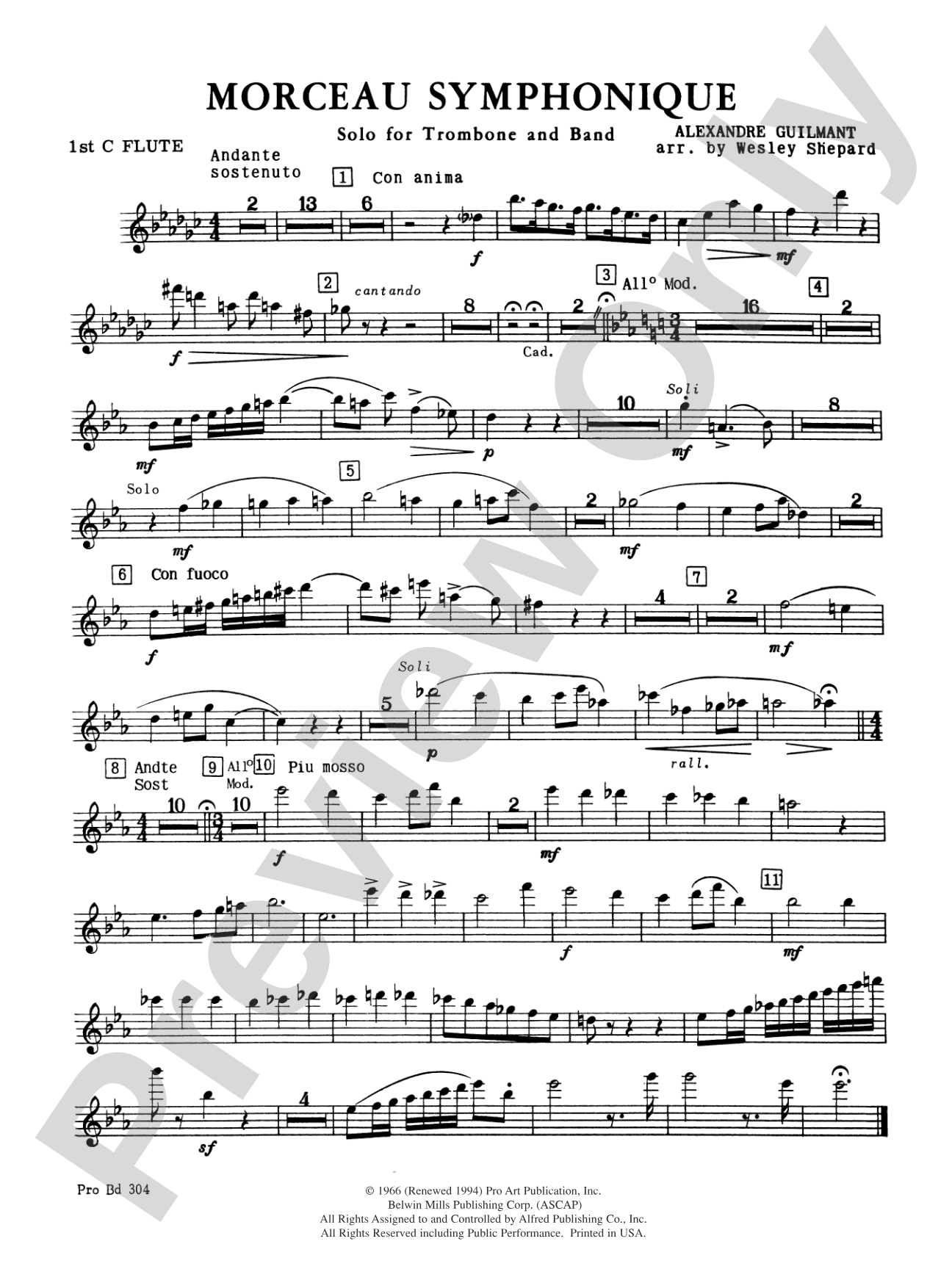 Morceau Symphonique (Trombone Solo and Band): Flute