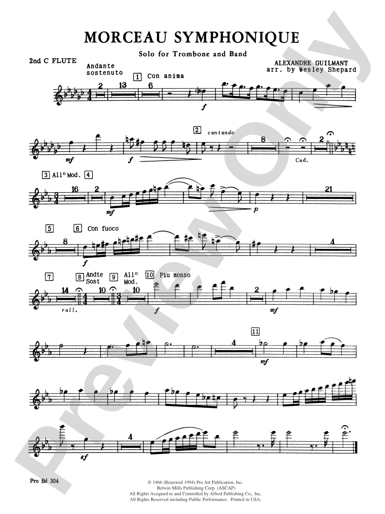 Morceau Symphonique (Trombone Solo and Band): 2nd Flute