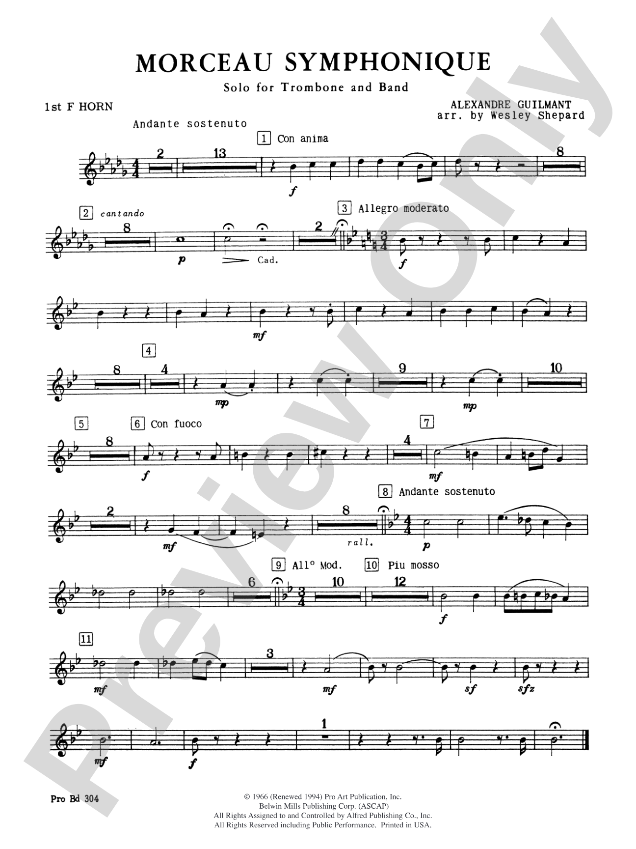 Morceau Symphonique (Trombone Solo and Band): 1st F Horn