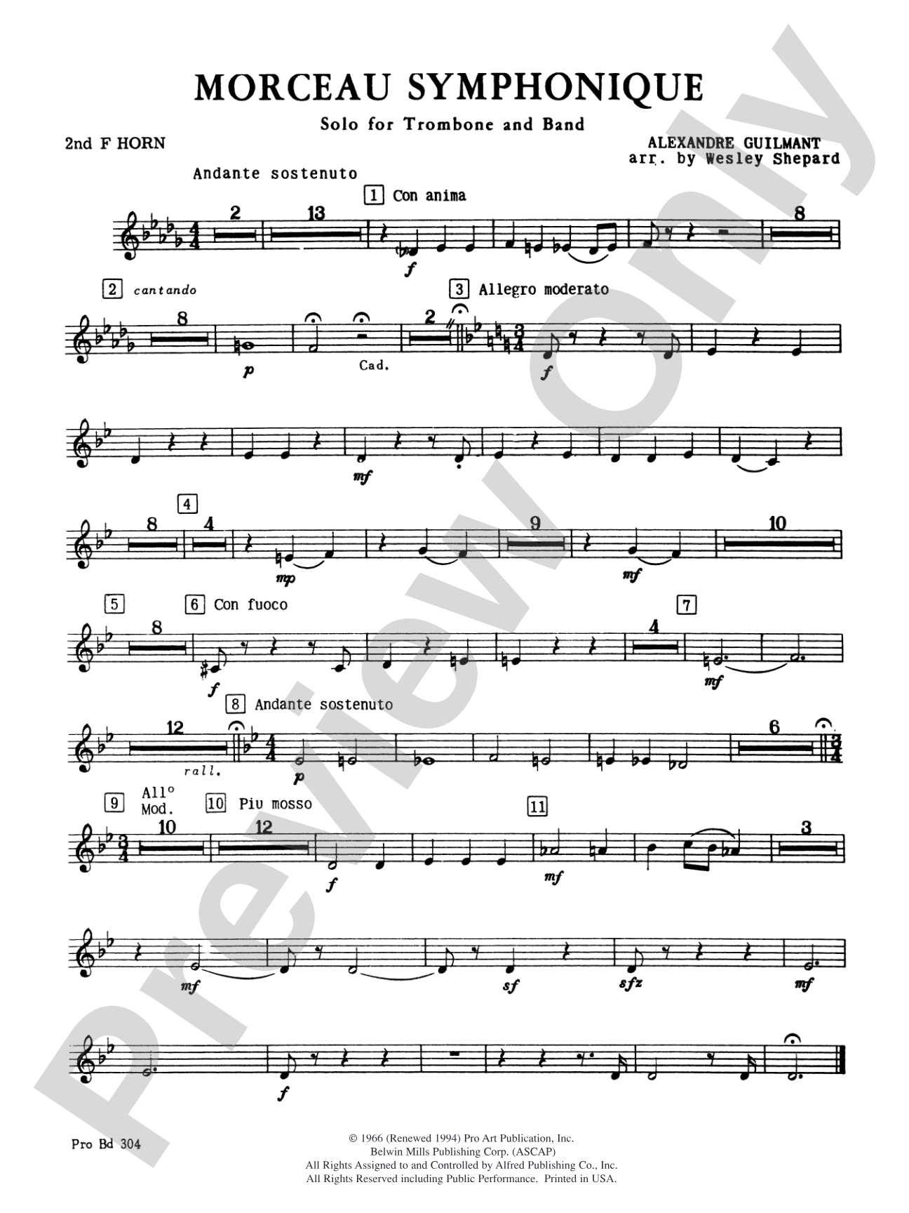 Morceau Symphonique (Trombone Solo and Band): 2nd F Horn