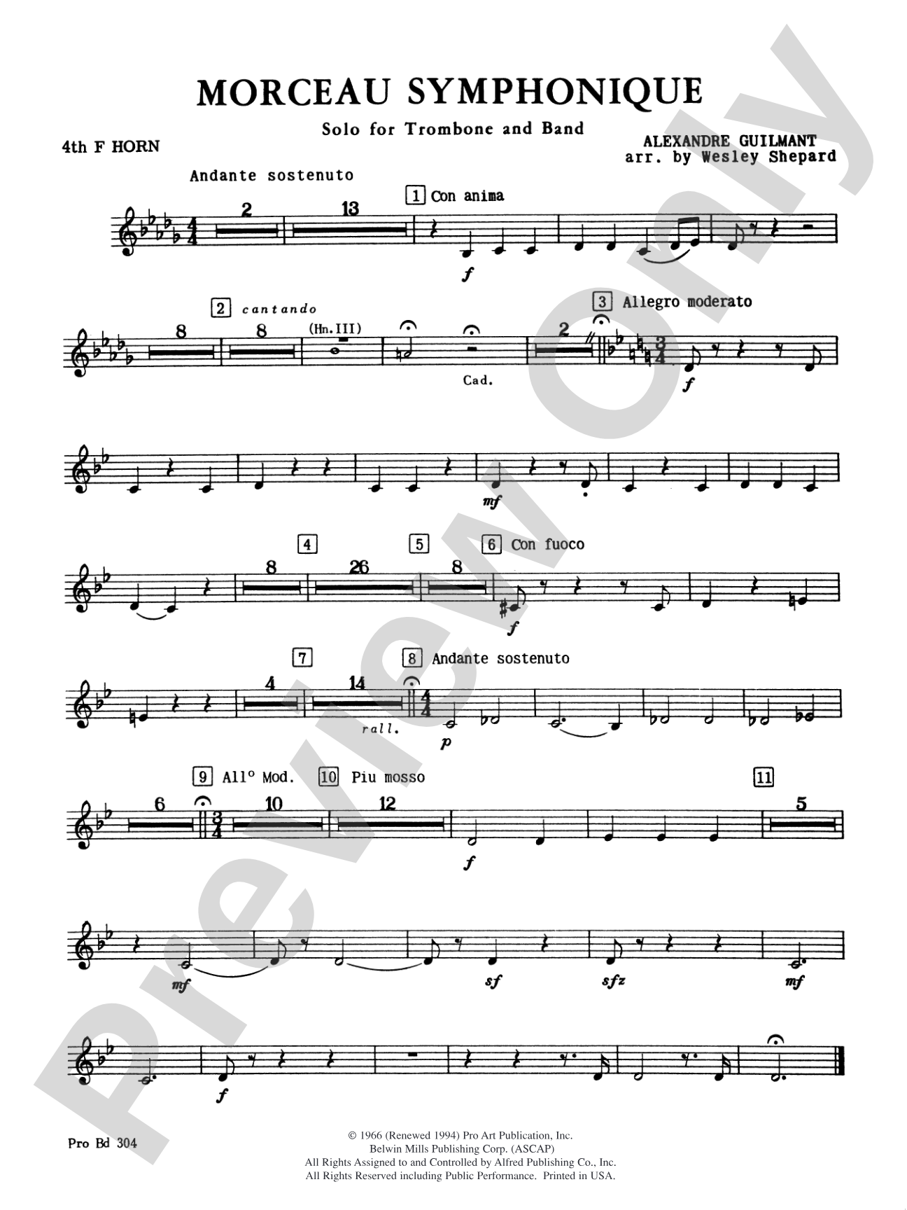 Morceau Symphonique (Trombone Solo and Band): 4th F Horn