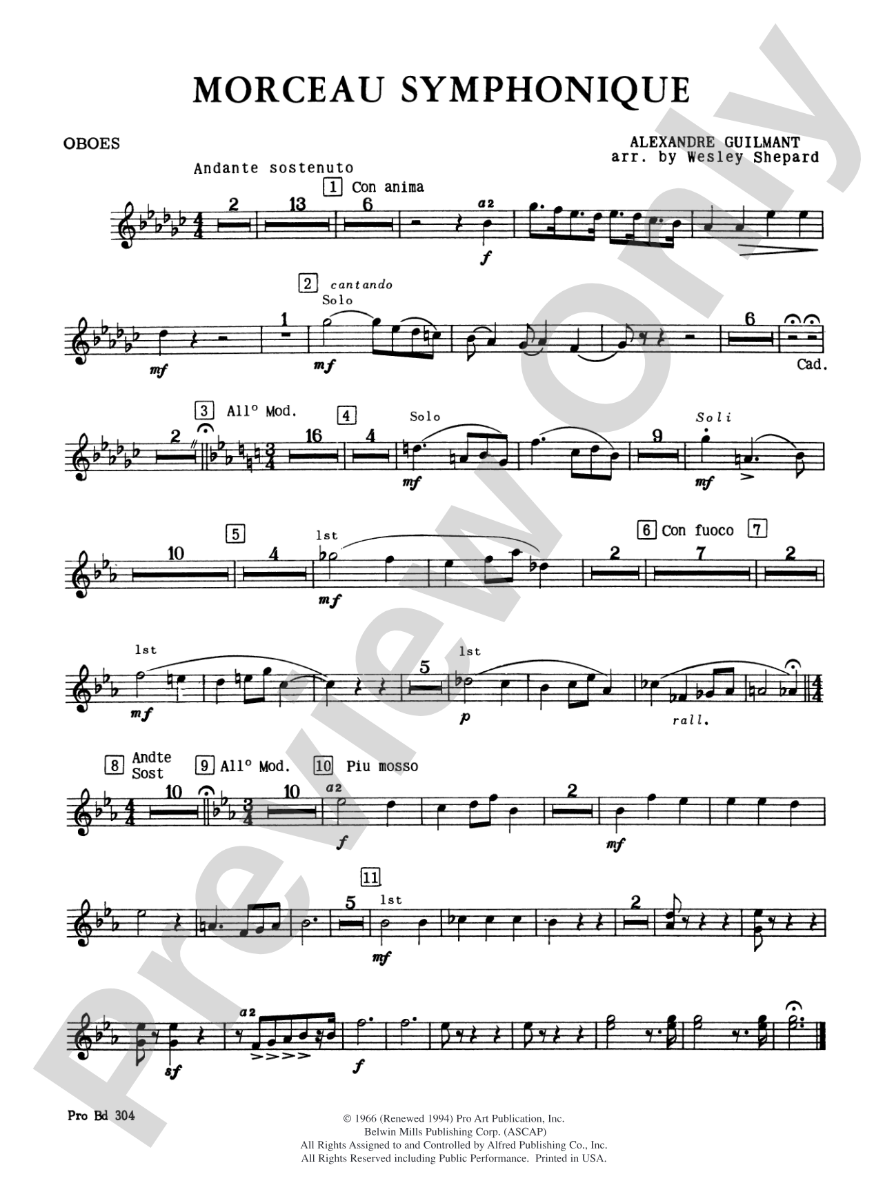 Morceau Symphonique (Trombone Solo and Band): Oboe