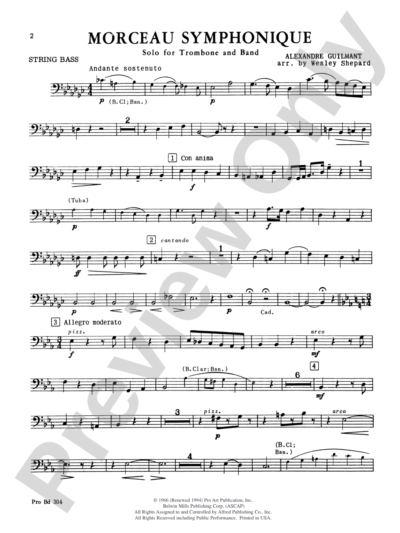 Morceau Symphonique (Trombone Solo and Band): String Bass