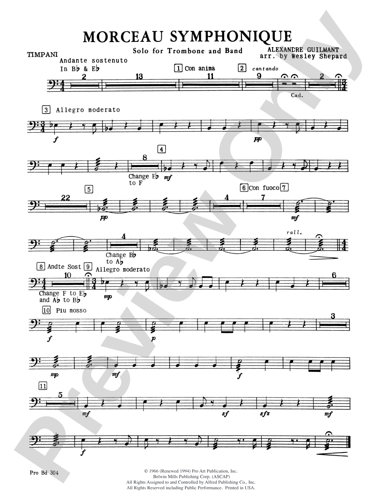Morceau Symphonique (Trombone Solo and Band): Timpani