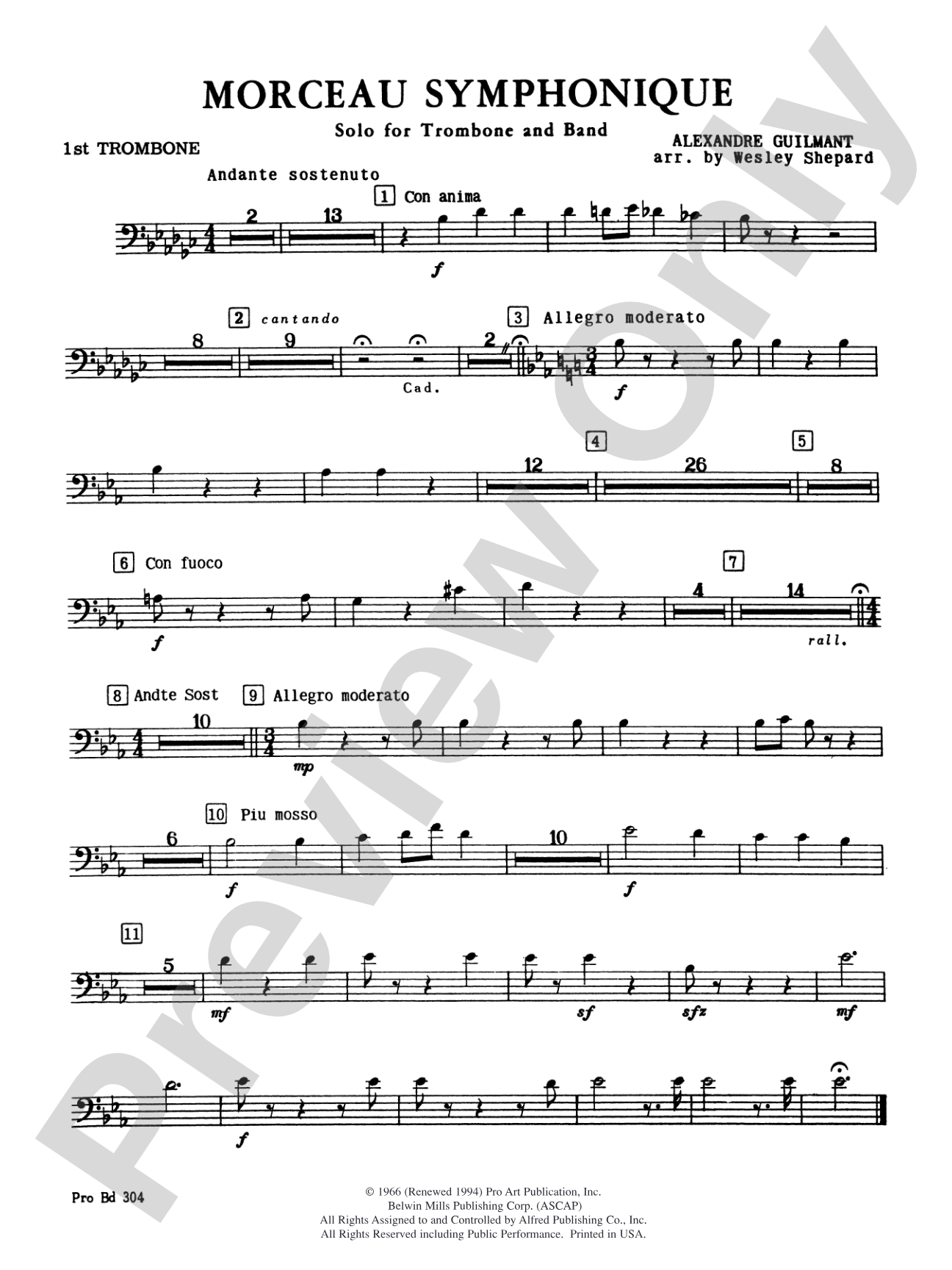 Morceau Symphonique (Trombone Solo and Band): 1st Trombone
