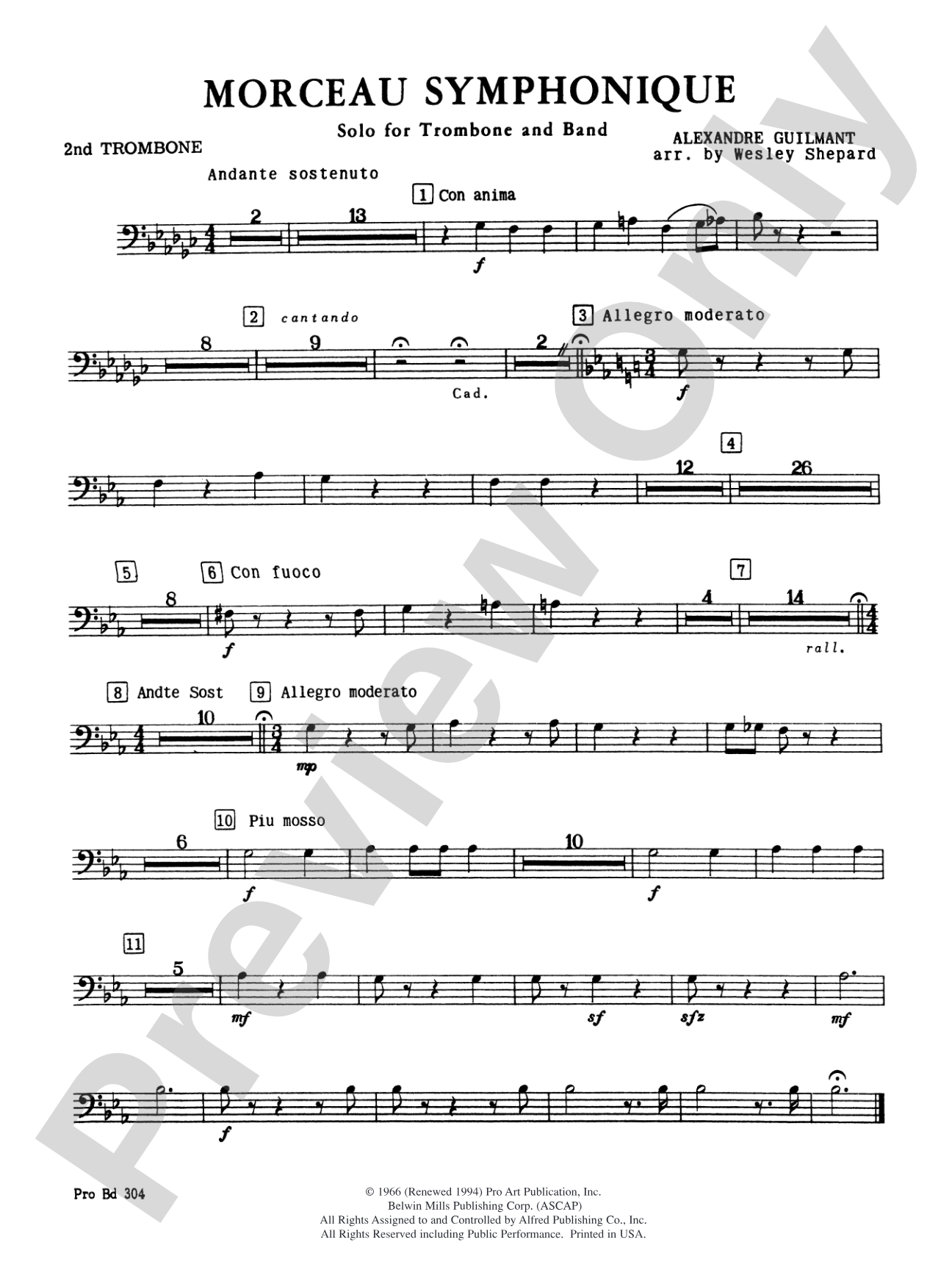 Morceau Symphonique (Trombone Solo and Band): 2nd Trombone