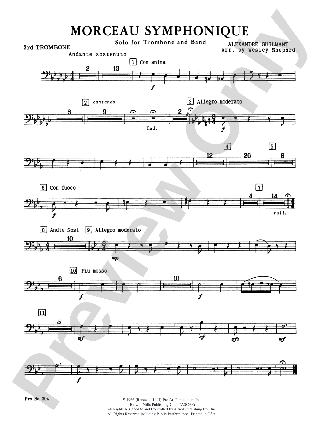Morceau Symphonique (Trombone Solo and Band): 3rd Trombone