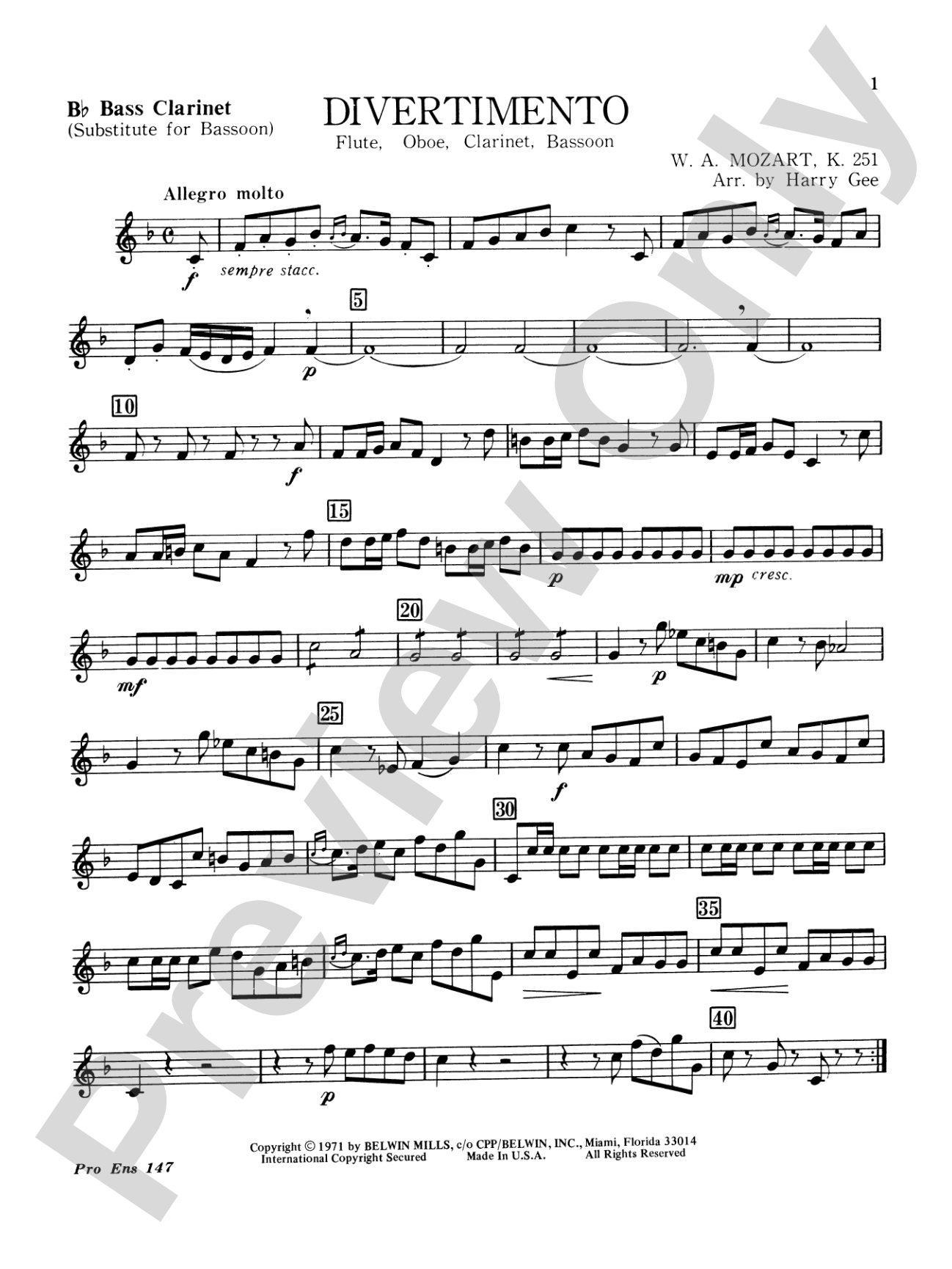 Divertimento: Bass Clarinet
