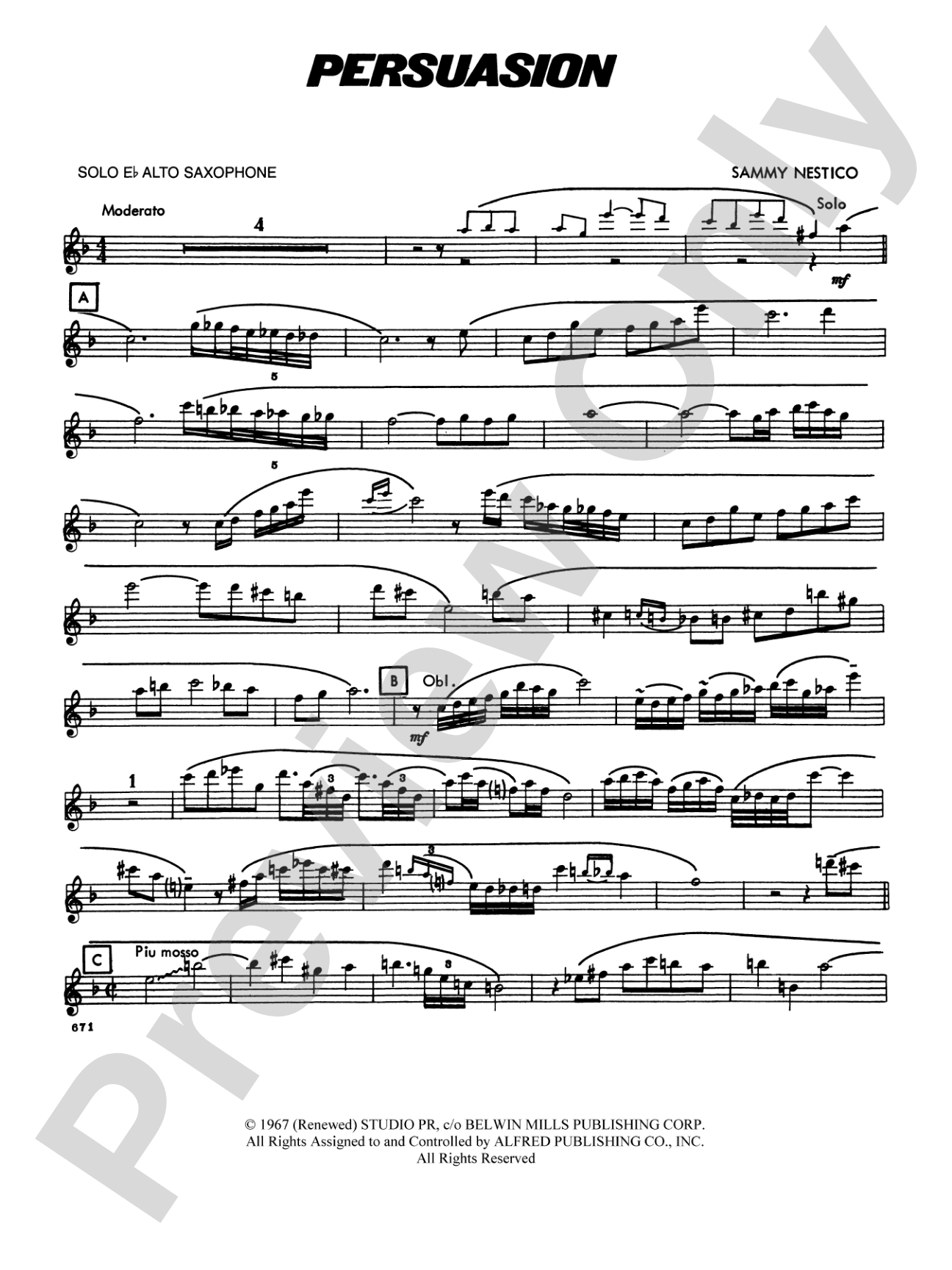 Persuasion: Solo Eb Alto Saxophone