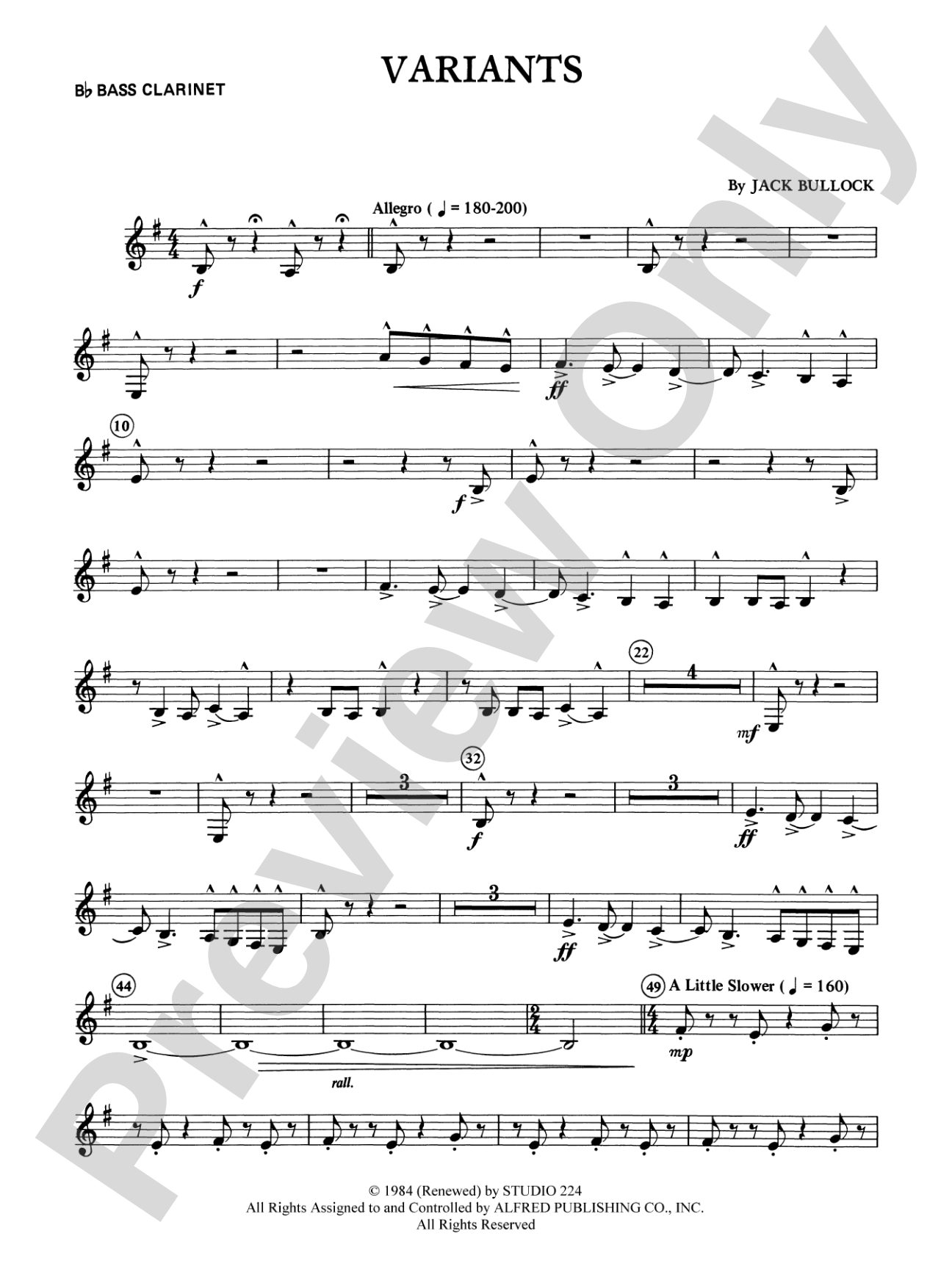 Variants: B-flat Bass Clarinet