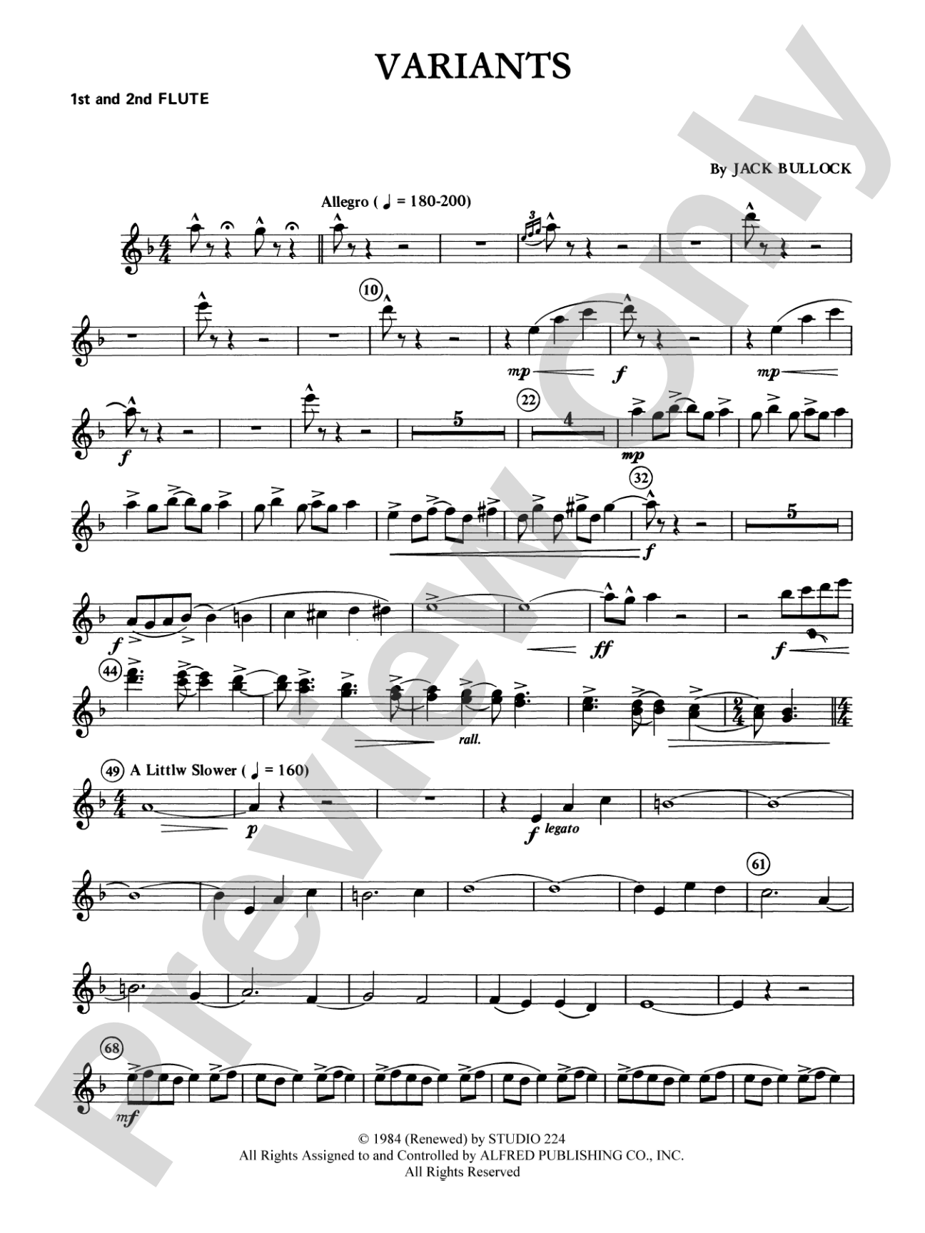Variants: 1st & 2nd Flute