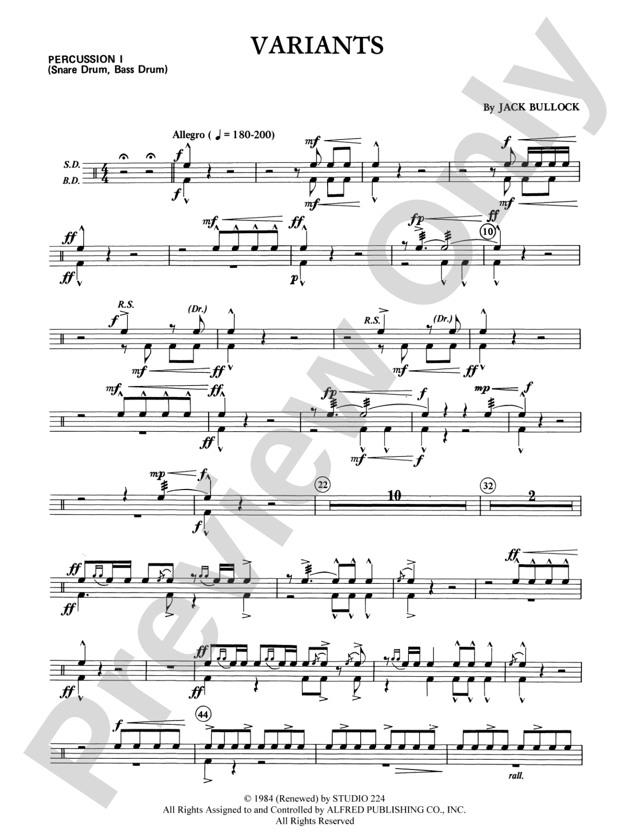 Variants: 1st Percussion