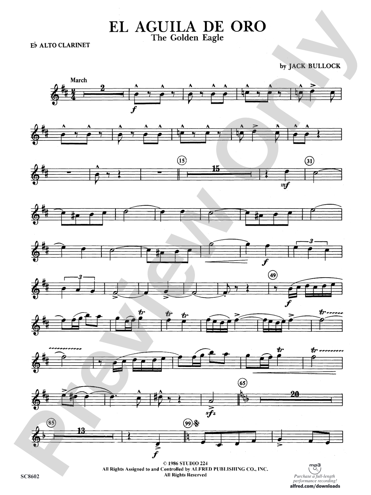 El Aguila de Oro: E-flat Alto Clarinet